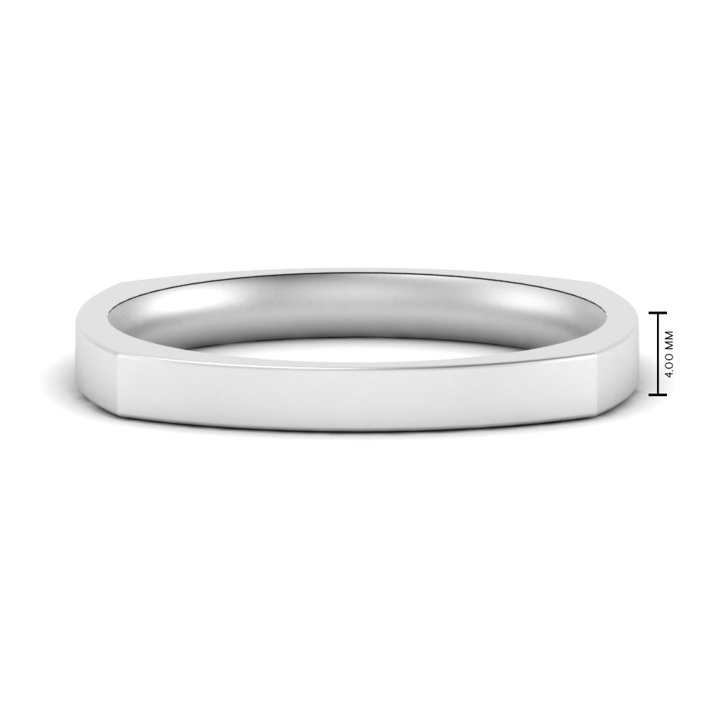 4 mm Square Comfort Fit Mens Wedding Band