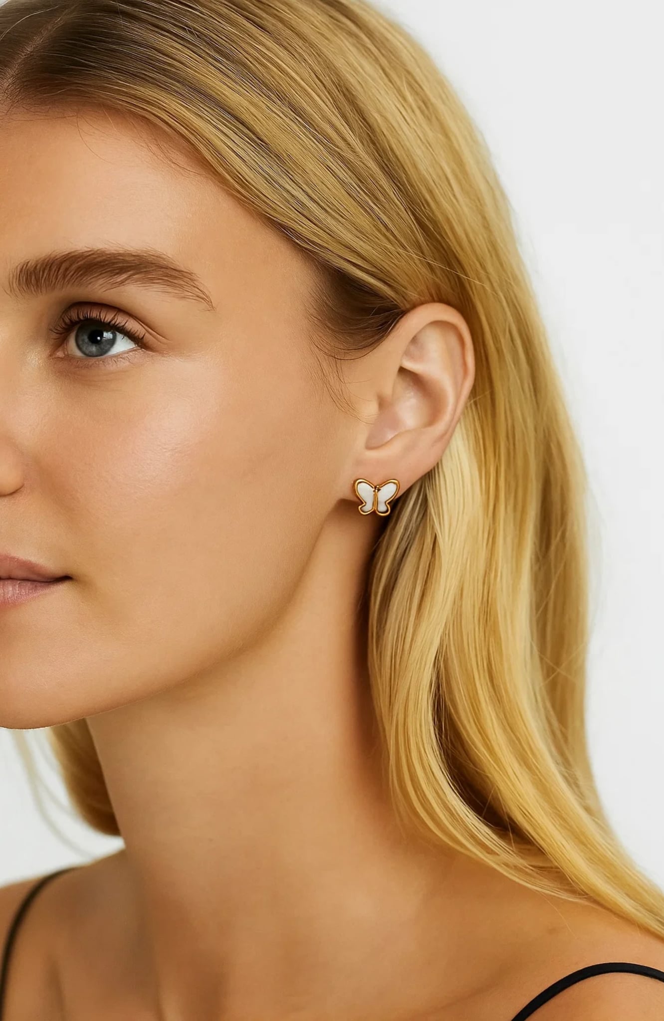 Butterfly Stud Earrings Featuring Mother of Pearl Inlay