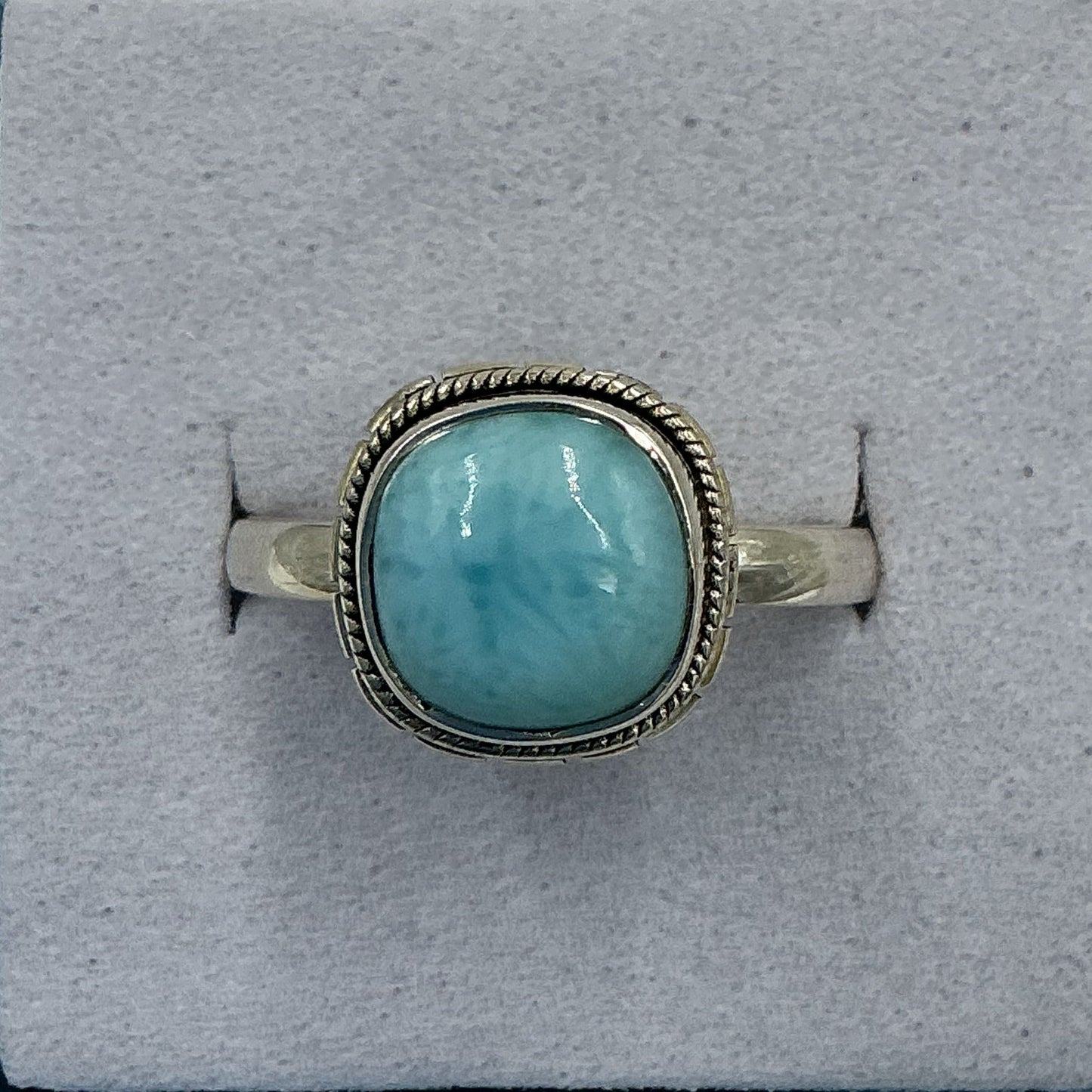 Sterling Silver Larimar Square Ring - Size 9 - Ocean Calling