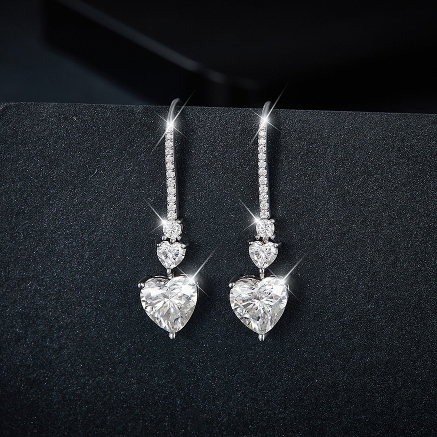 5.44 Carat 925 Sterling Silver Sparkala™ Heart Drop Earrings