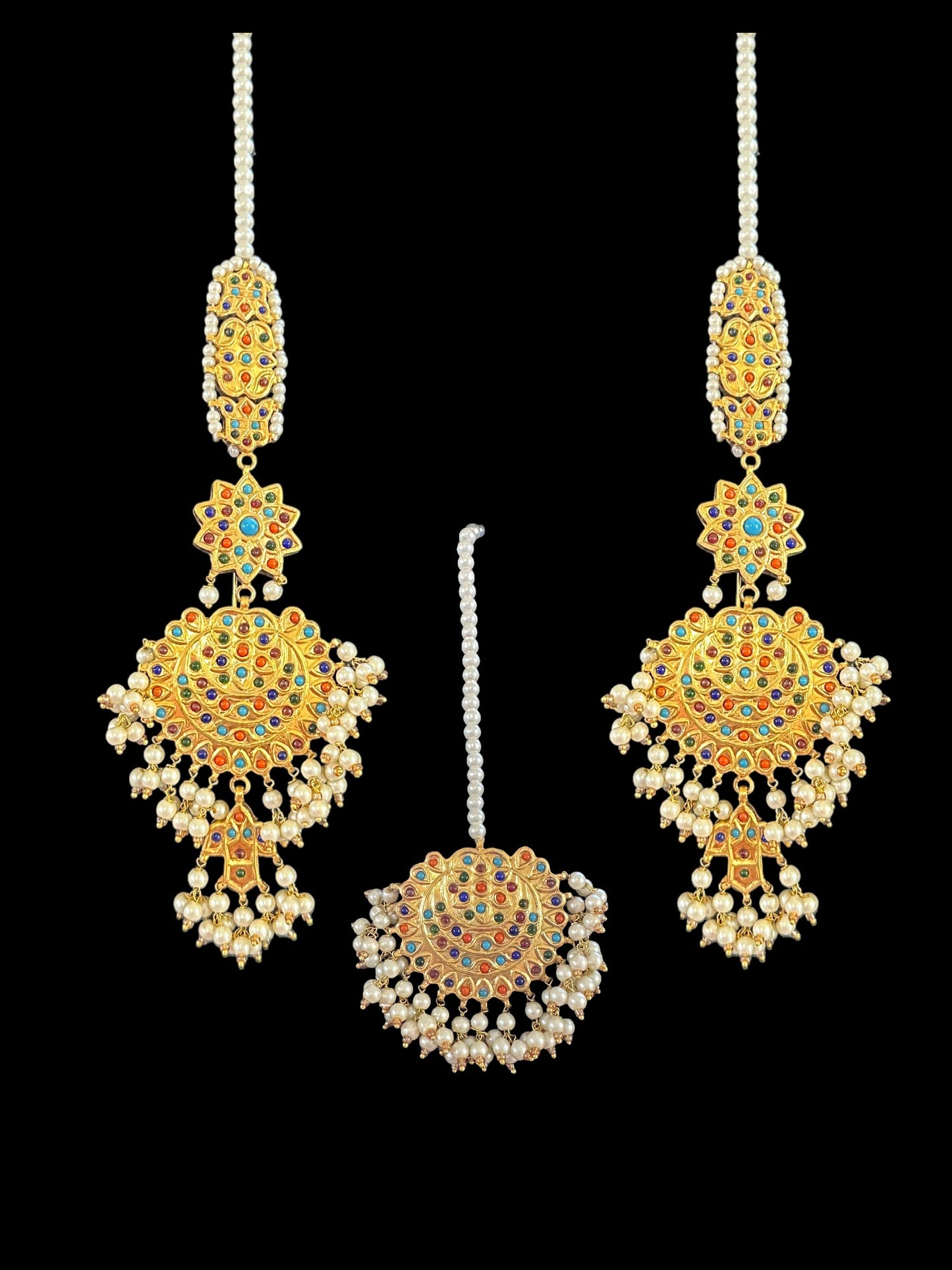 DJET45 Navratan earrings Tika ( READY TO SHIP )