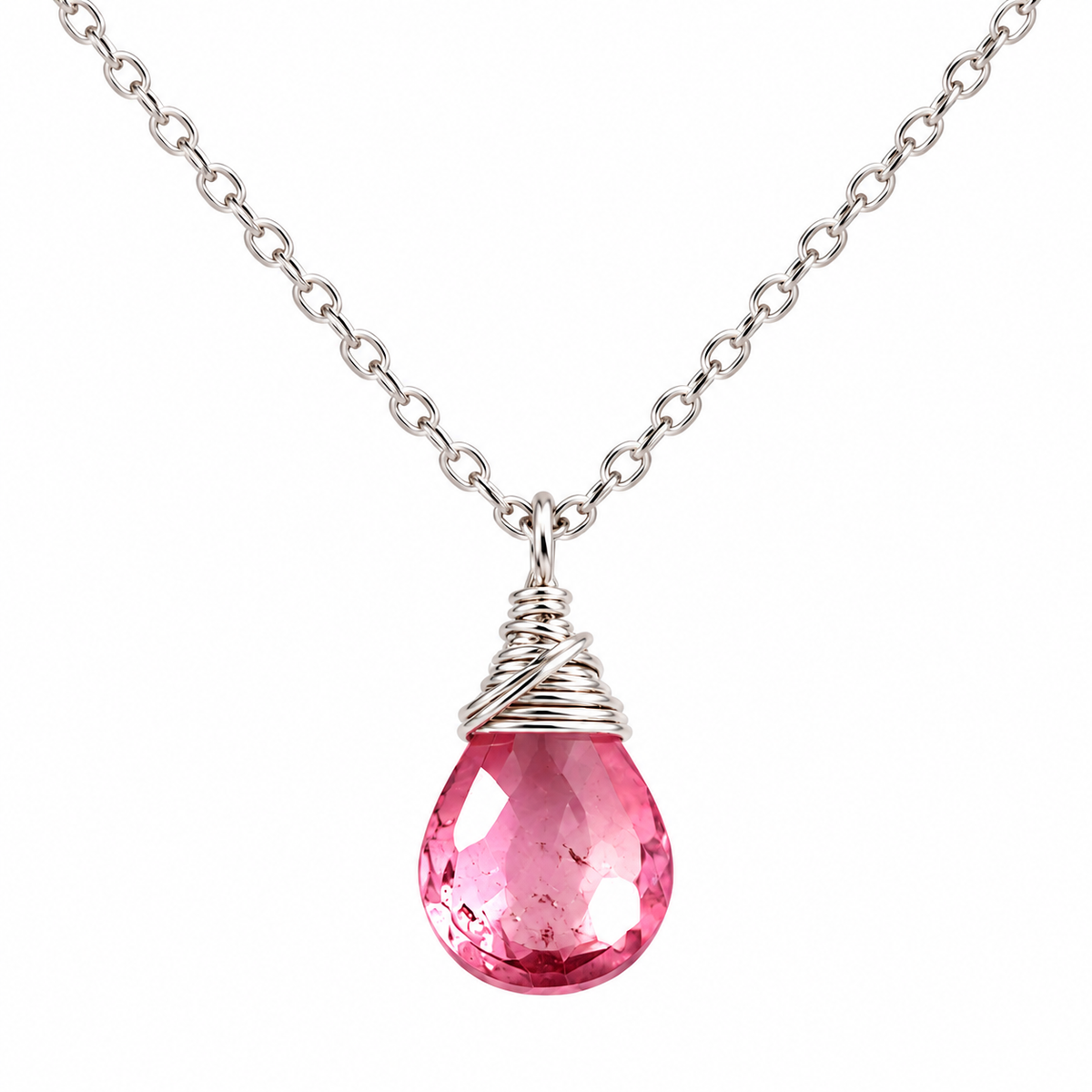 October Birthstone Necklace - Sterling Silver
