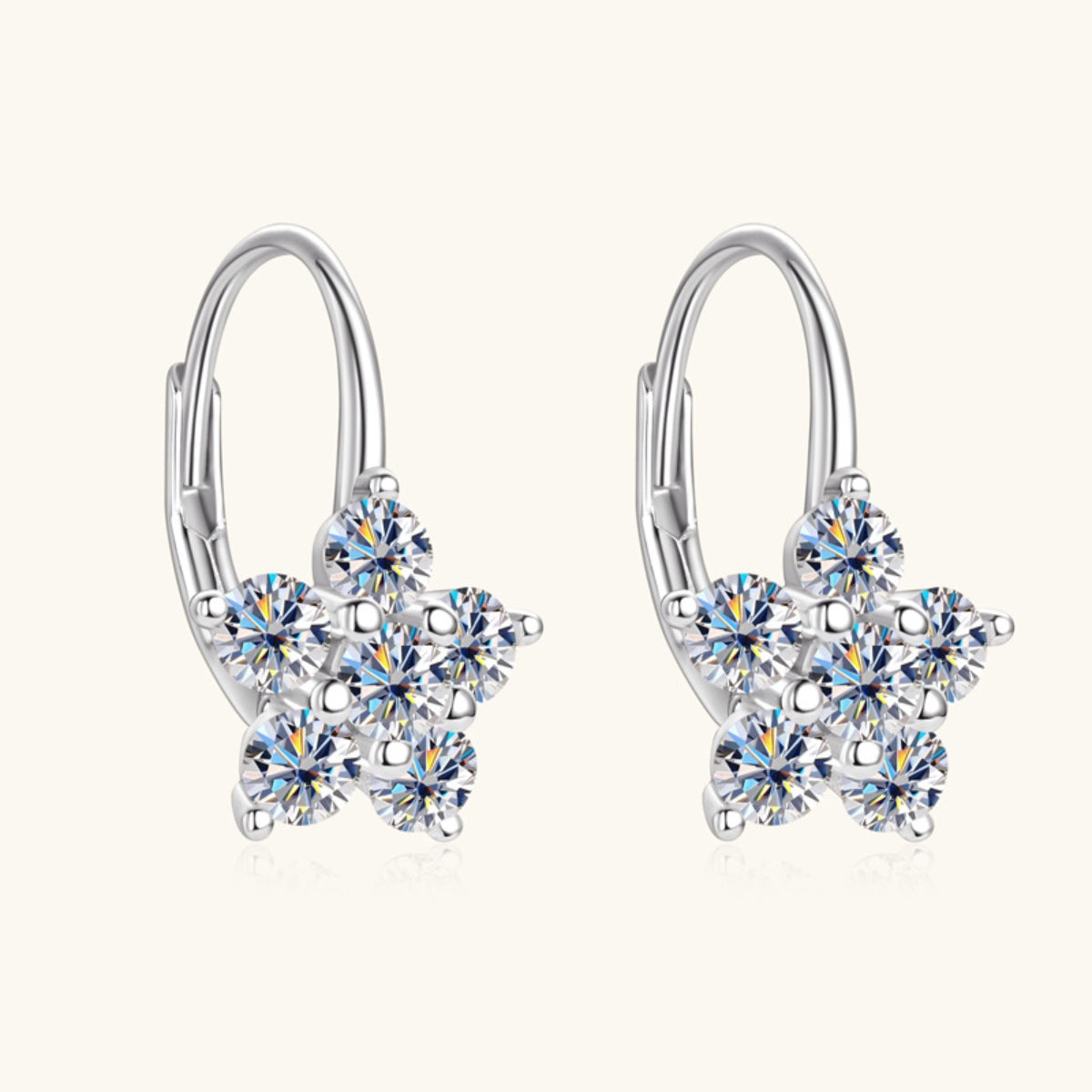 1.2 Carat Pure Sterling Silver Sparkala™ Flower Huggie Earrings