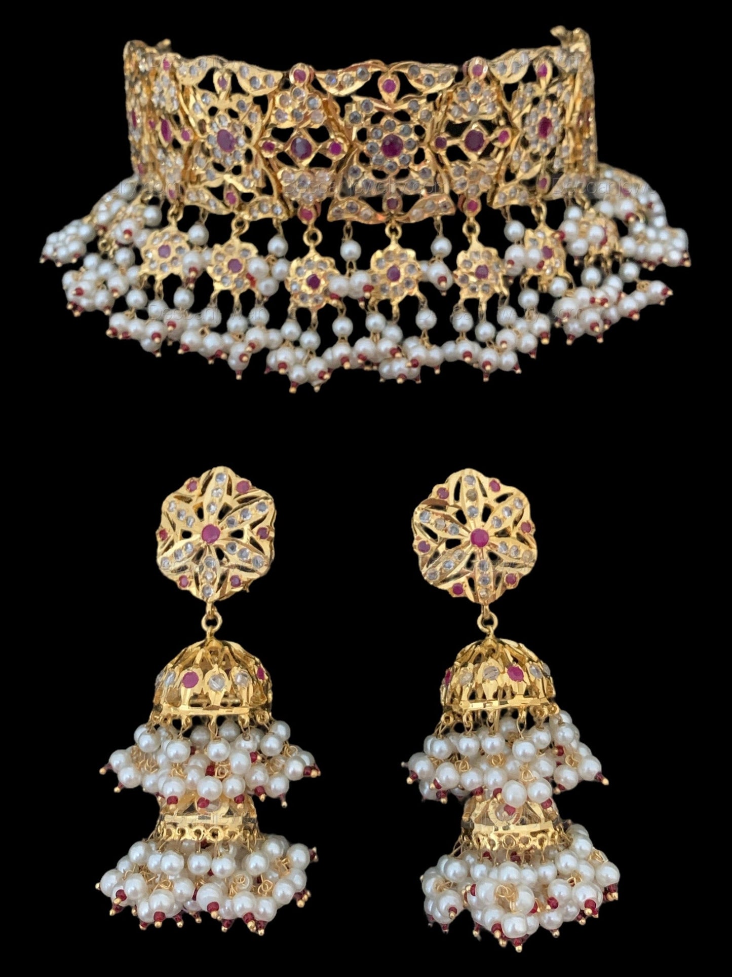 C00 Kesariya choker set in rubies( READY TO SHIP )