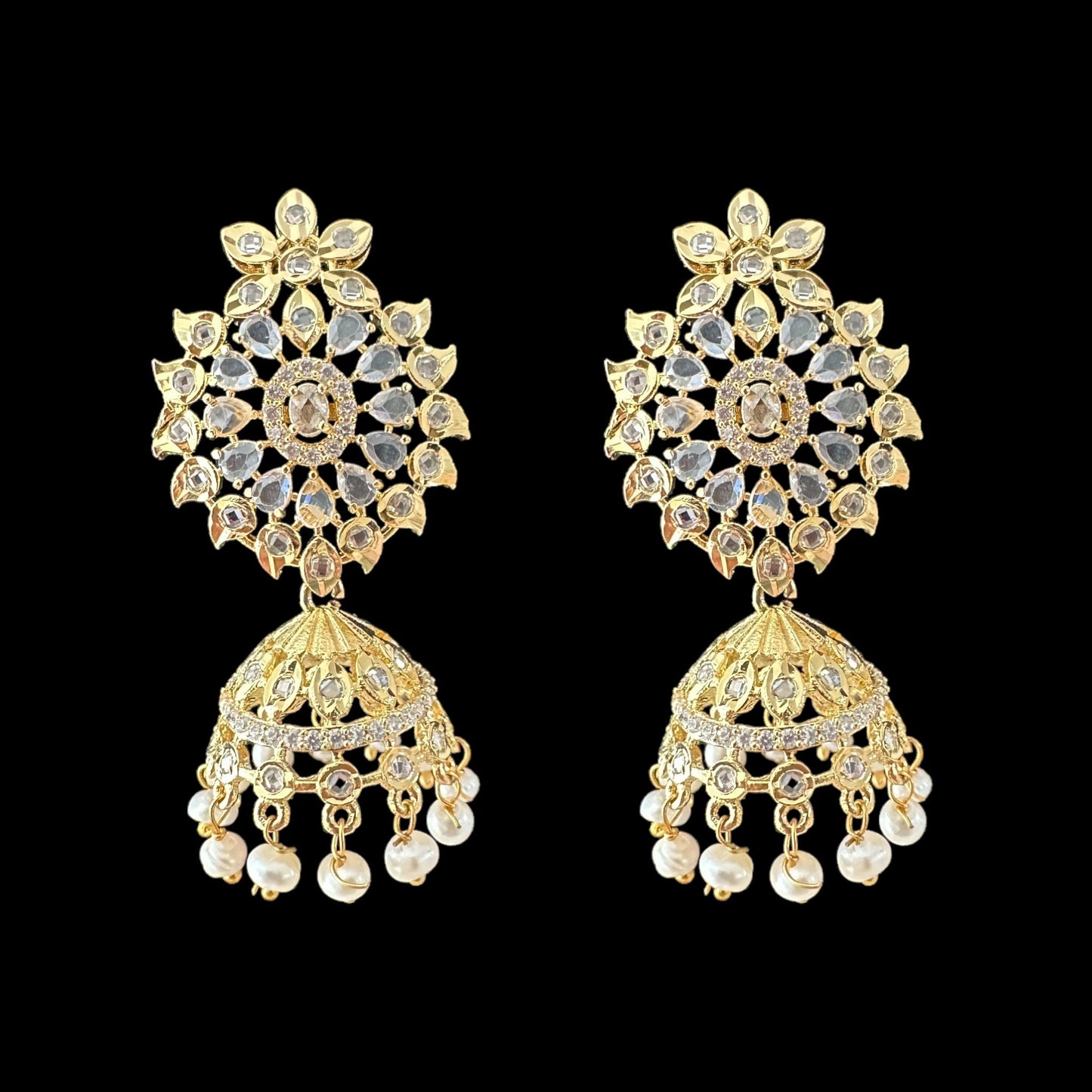 PS318  fresh water pearl pendant set in clear stones   ( READY TO SHIP )