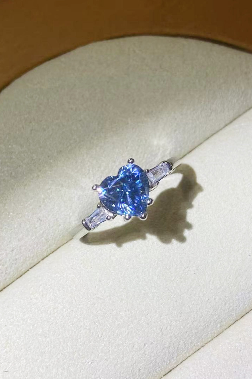1 Carat Blue Sparkala™ Heart-Shaped Platinum-Plated Ring in Blue