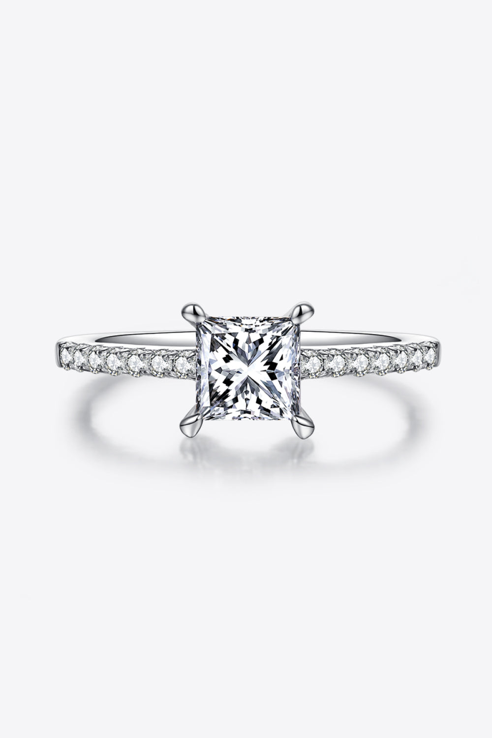 1.21 Carat Princess-Cut Sparkala™ Side Stone Ring (Platinum Over Pure Sterling Silver)