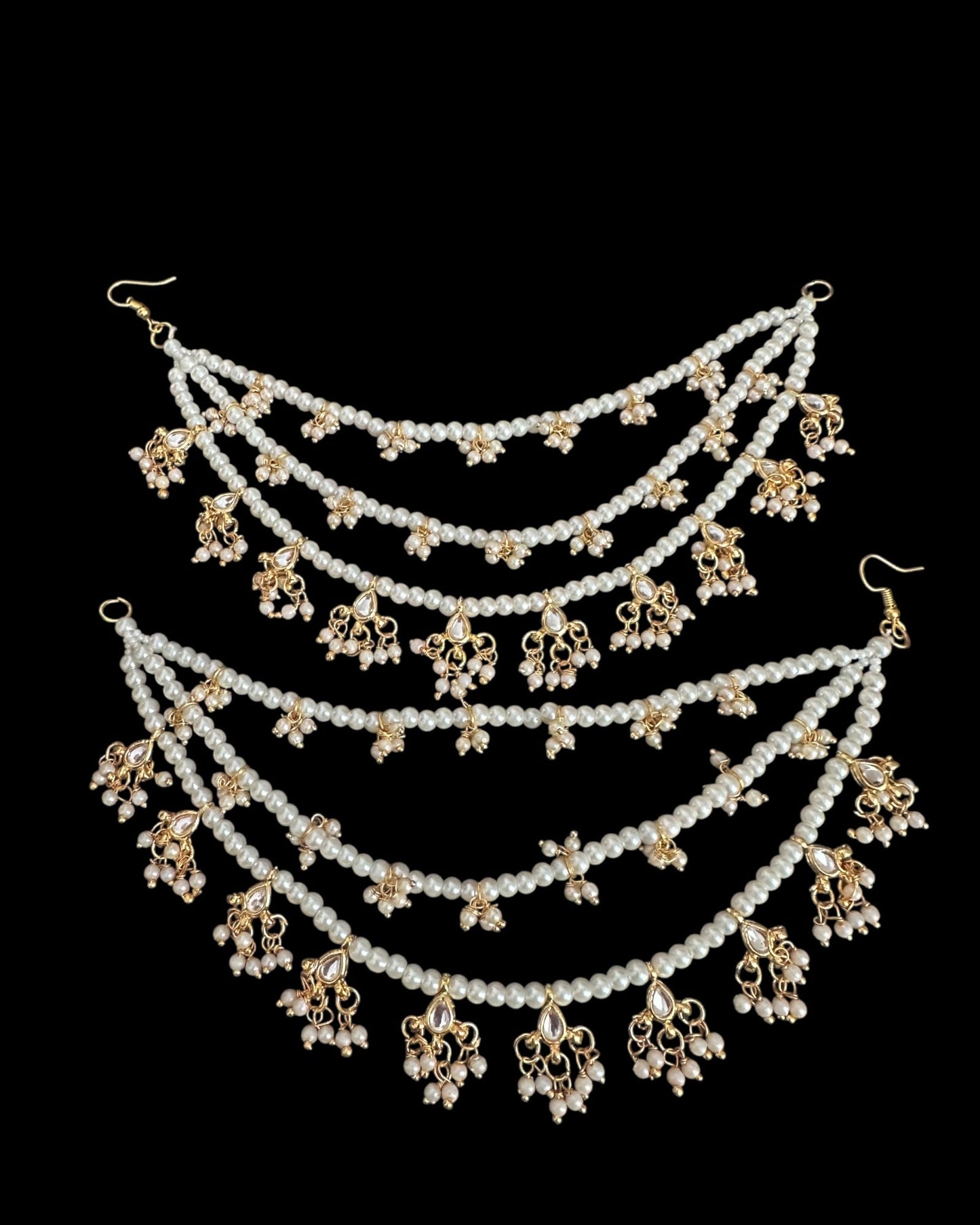 Kundan and pearl ear supports ( READY TO SHIP )