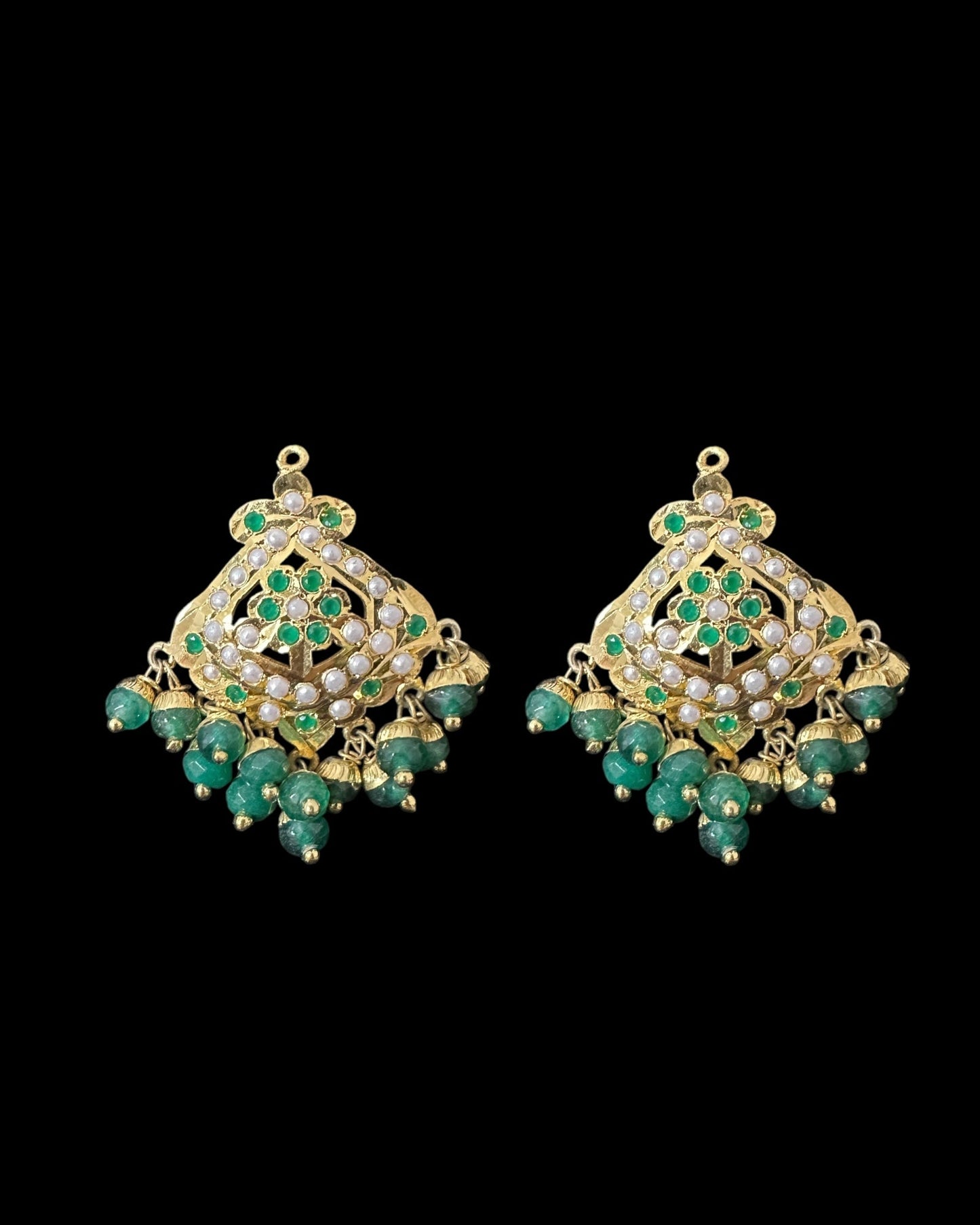 PS548 Ayeza jadau emerald pearl pendant set ( READY TO SHIP )