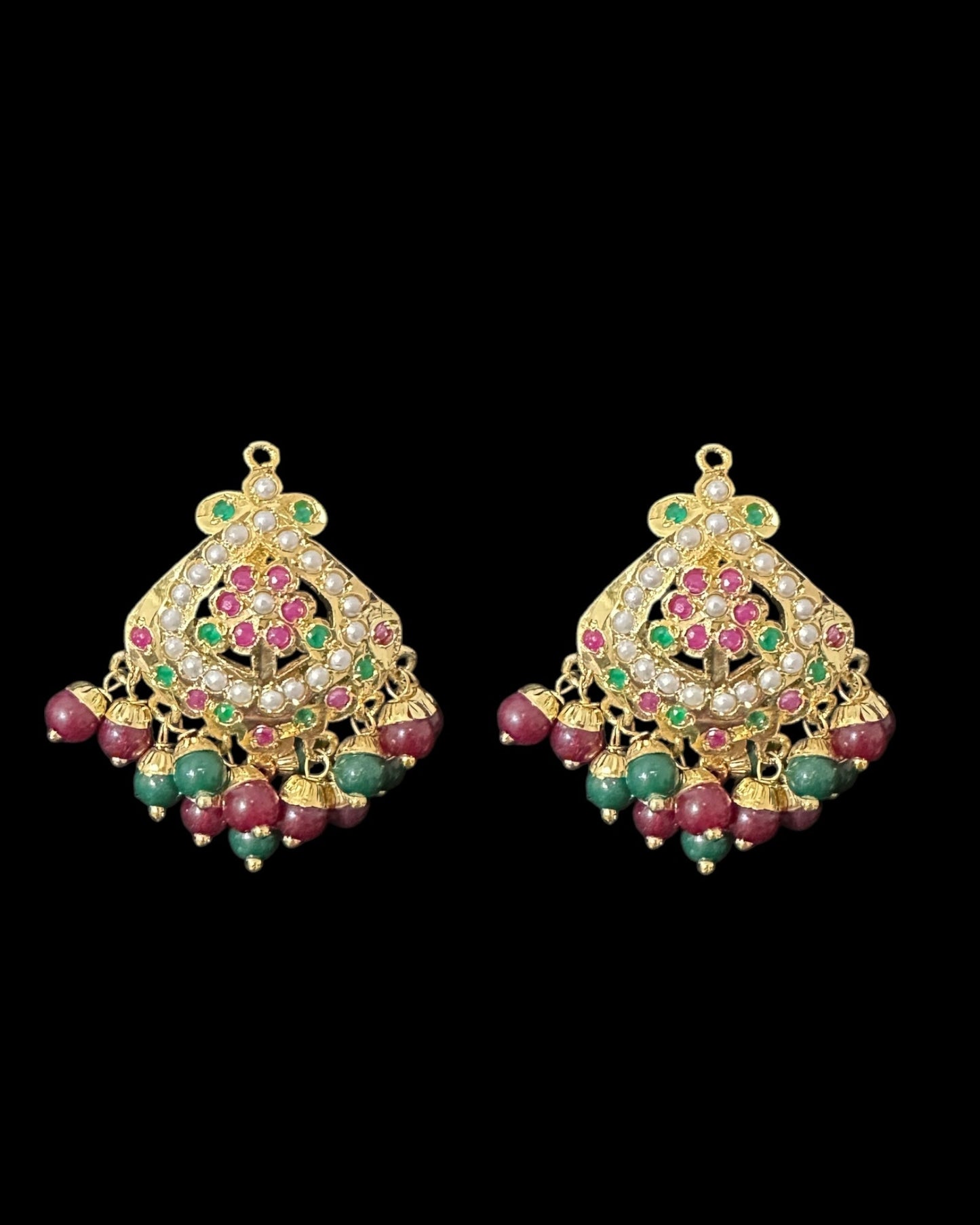 PS546 Ayeza jadau ruby emerald pendant set ( READY TO SHIP )