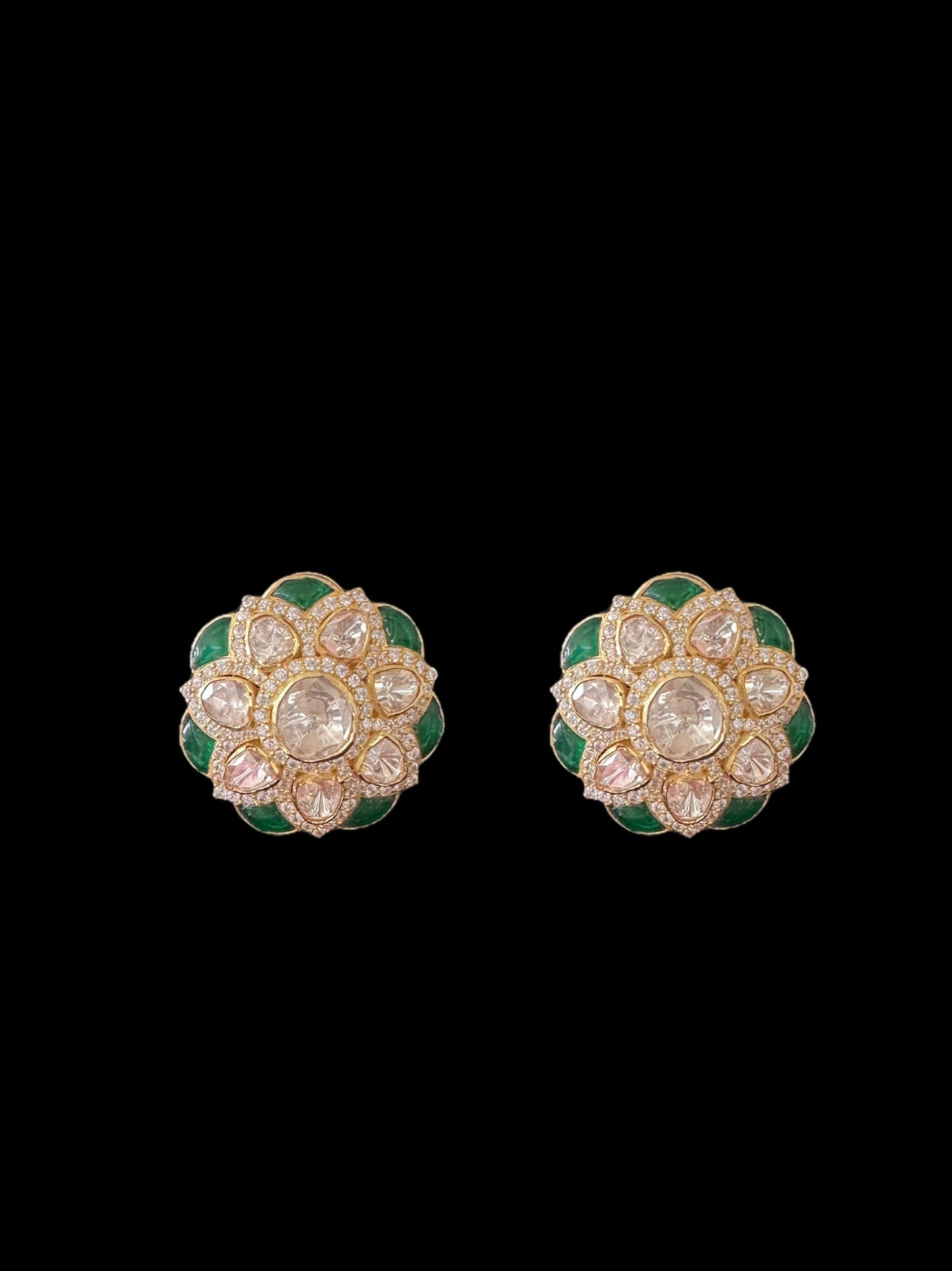 Moissanite gold plated silver earrings ( READY TO SHIP )