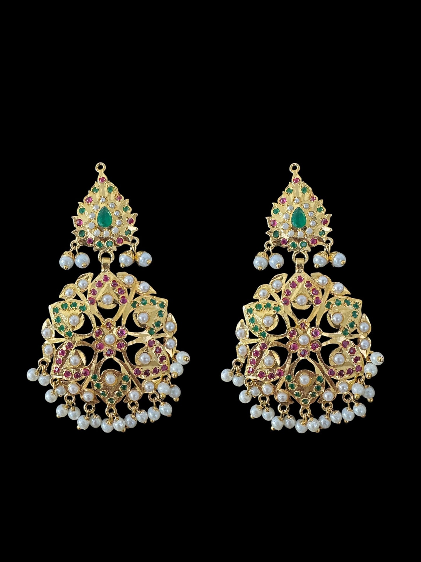 DNS190  Gold-Plated jadau ruby emerald  Hasli Necklace with earrings tika  – Handcrafted Traditional Set ( READY TO SHIP )