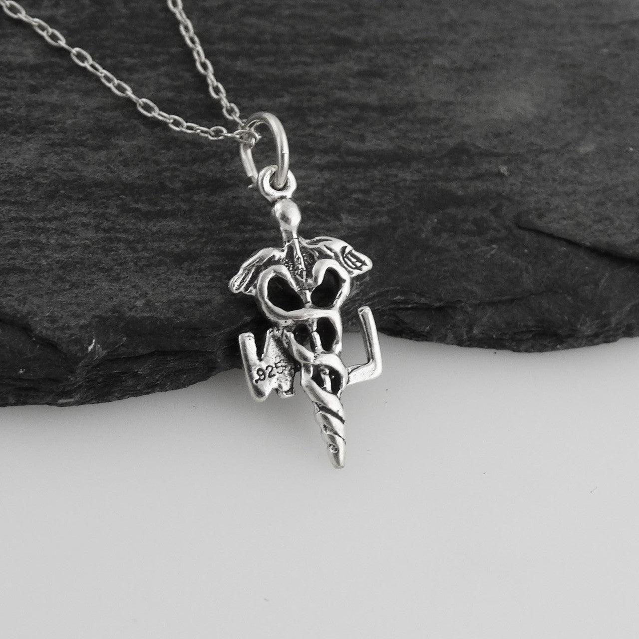 LPN Caduceus Necklace – Sterling Silver Medical Symbol Pendant on 16" Chain