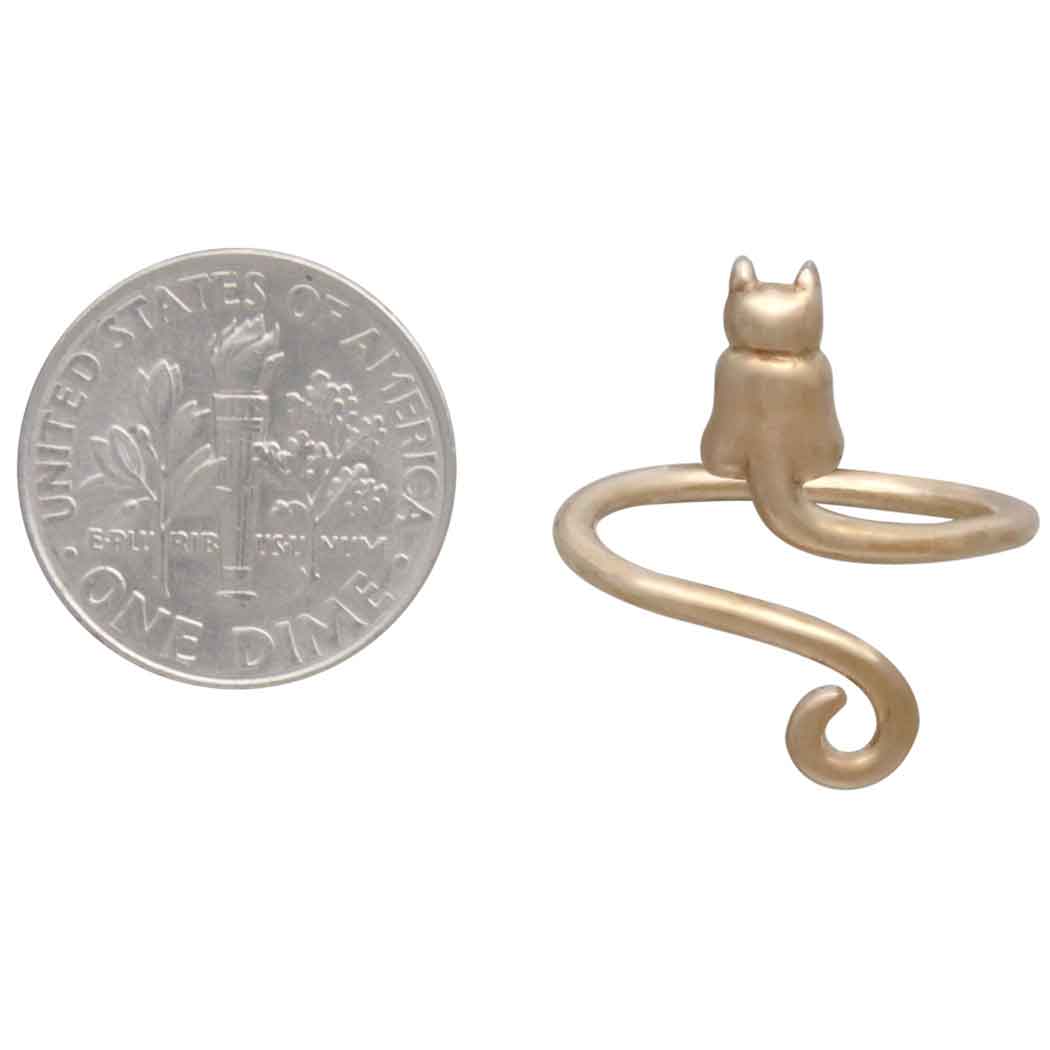 Bronze Adjustable Cat Ring – Gold Tone Kitty Wrap Ring