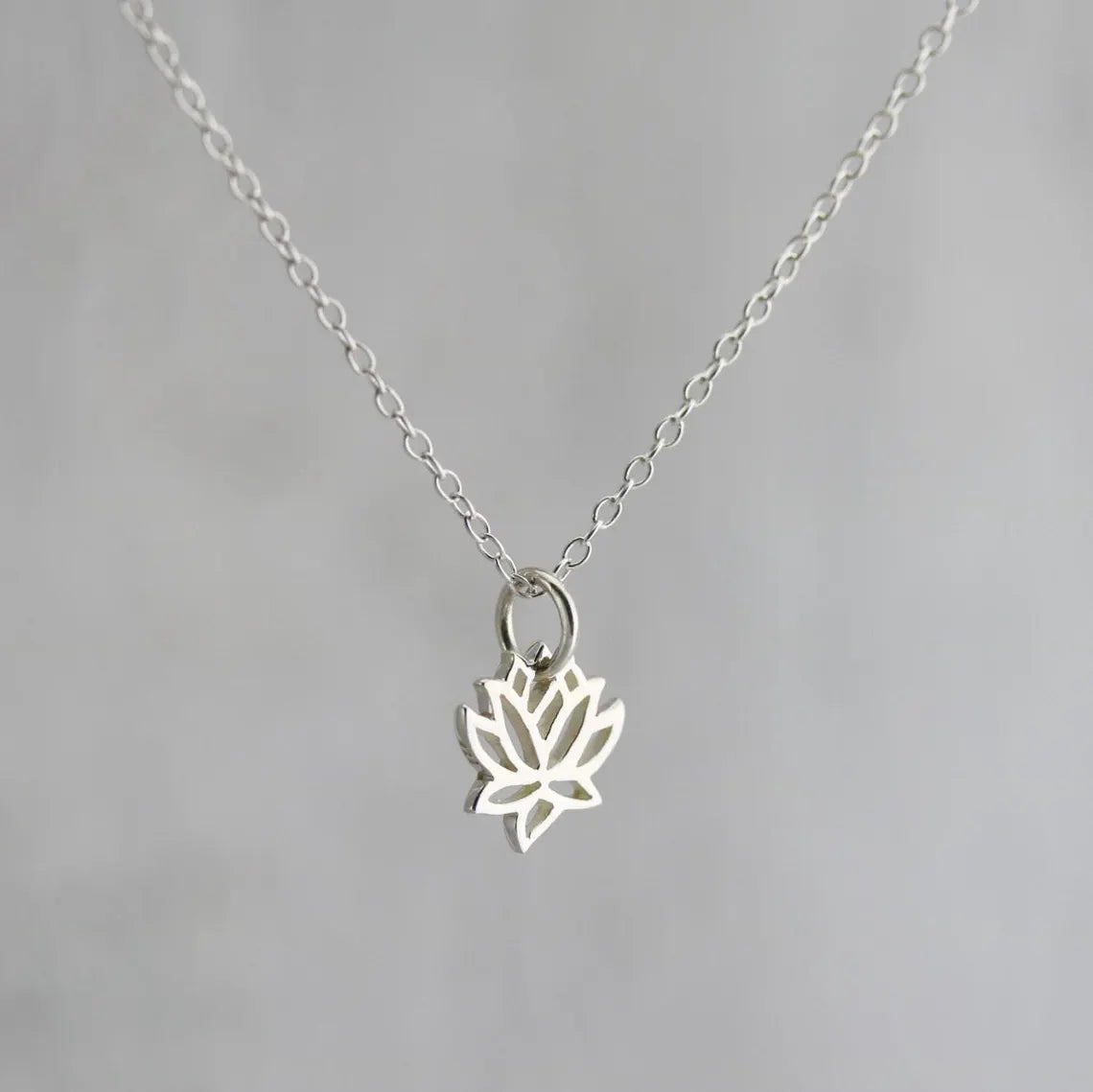 Sterling Silver Tiny Lotus Necklace – 16" Chain