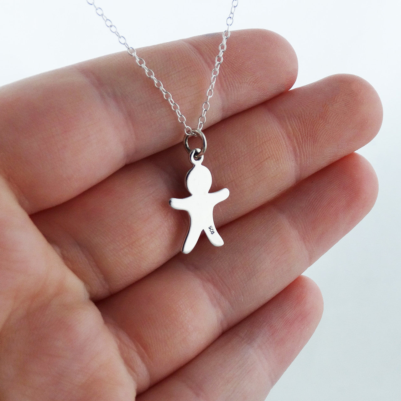 Gingerbread Man Necklace – Sterling Silver Holiday Charm on 18" Chain