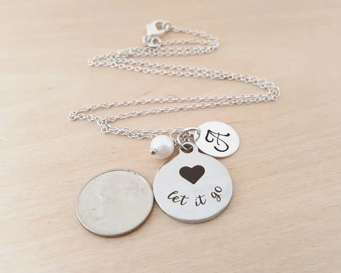 Let It Go Necklace – Sterling Silver with Birthstone & Initial Charm