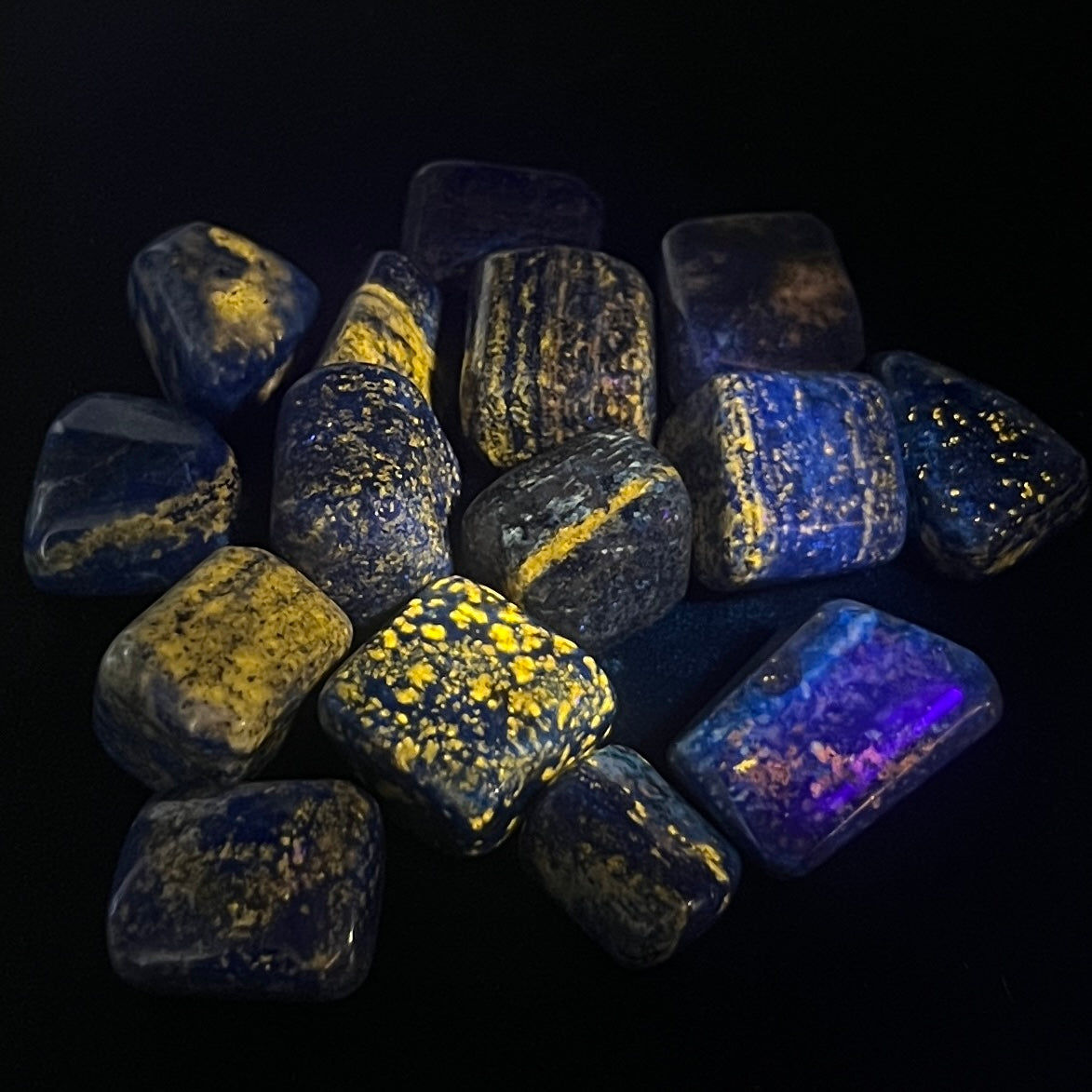 Lapis Lazuli Tumbled Stones (By The Piece or Pound)(UV Reactive)
