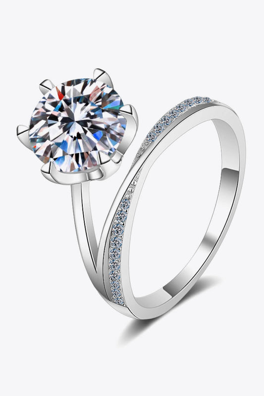 3 Carat Brilliant Round Cut Sparkala™ 6-Prong Offset Ring (Platinum Over Pure Sterling Silver)