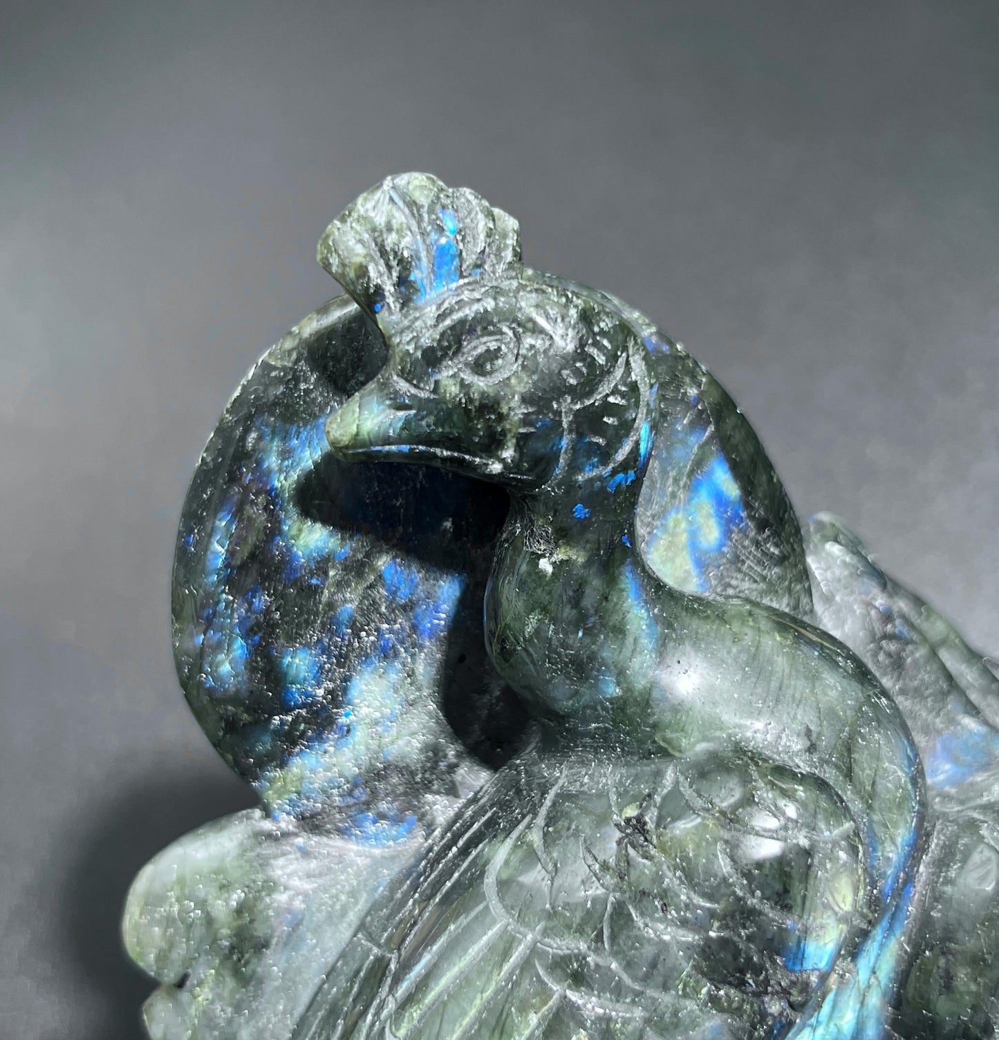 Large Peacock Flashy Labradorite Crystal Carving