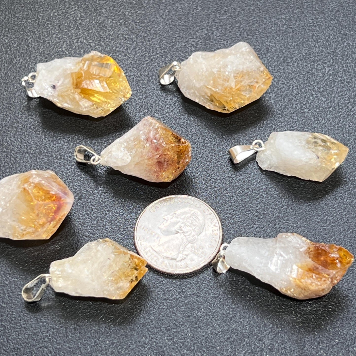 Citrine Crystal Point Pendant (Silver Bail)