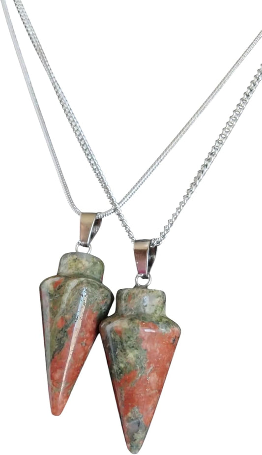 Natural Unakite Gemstones pendulum or 925 silver necklace