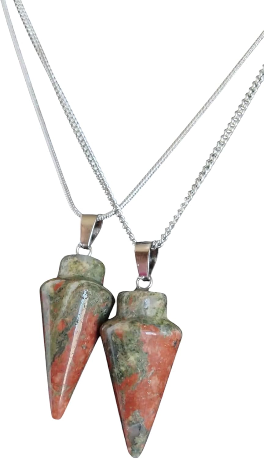 Natural Unakite Gemstones pendulum or 925 silver necklace
