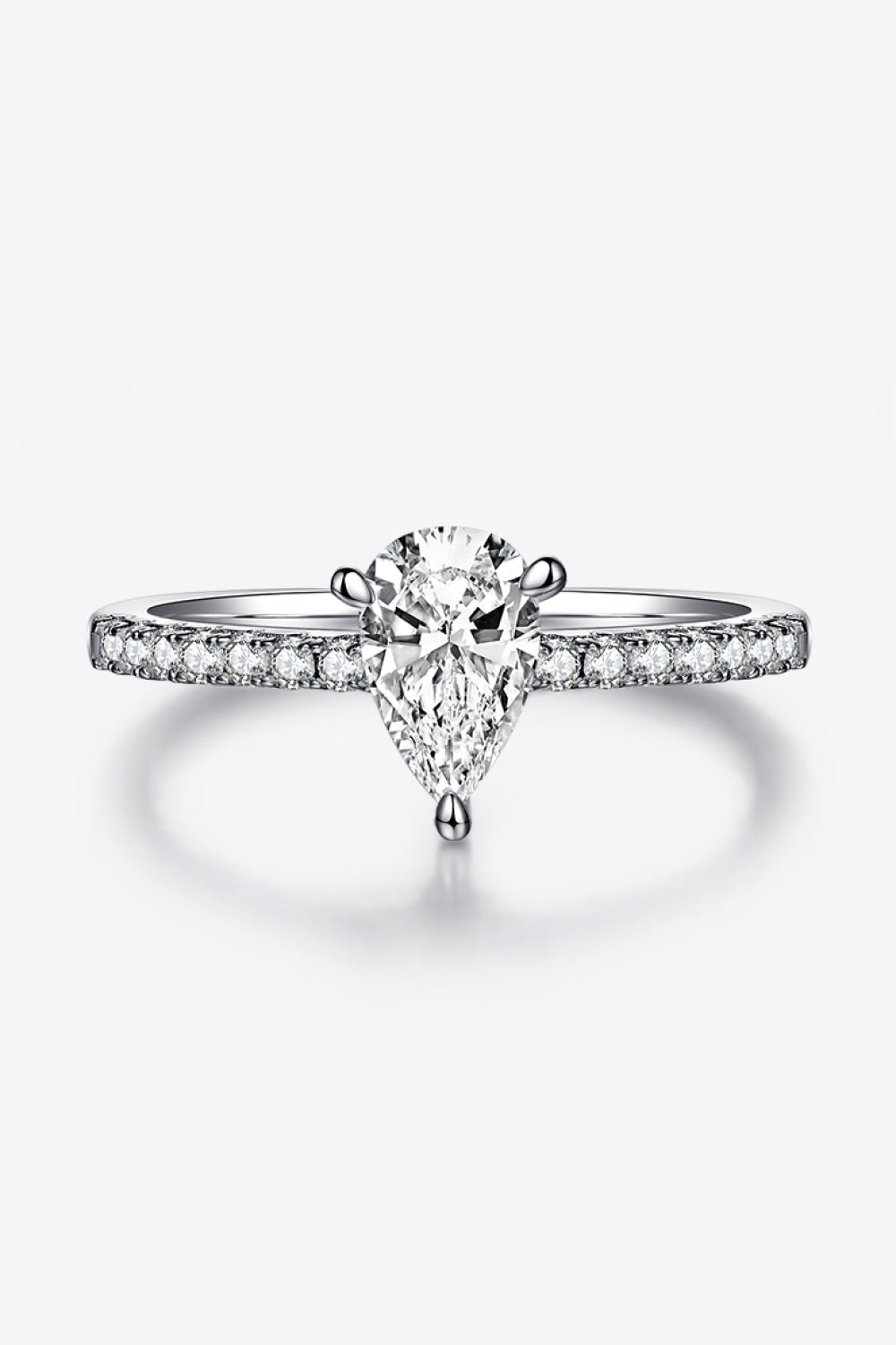 1 Carat Pear-Cut Sparkala™ Platinum Over Pure Sterling Silver Side Stone Ring