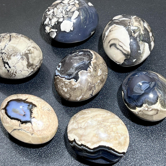 Volcanic Agate Palm Stone (UV Reactive) Gemstone Decor Carving Wholesale Supply