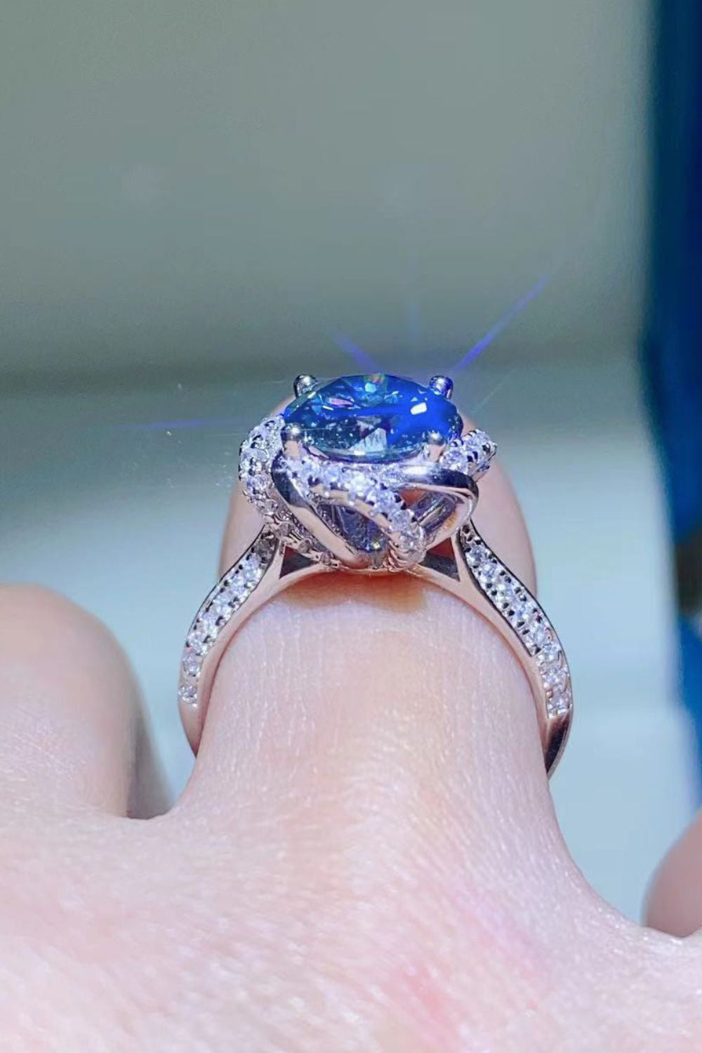 2 Carat Cobalt Blue Blue Brilliant Round Cut Sparkala™ Platinum Over Pure Sterling Silver Ring