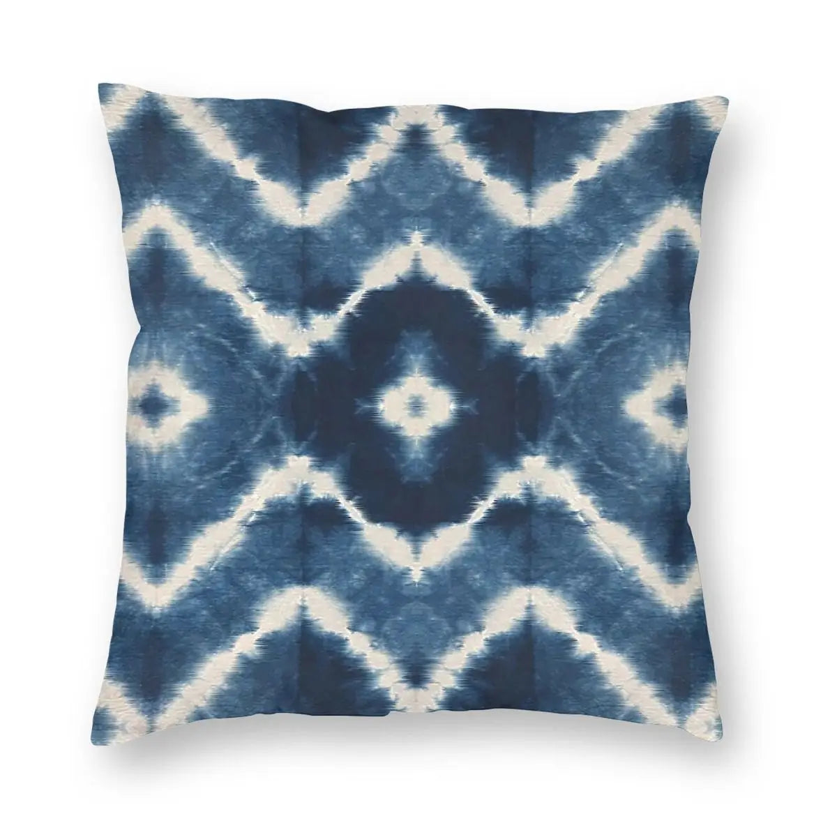 Shibori Indigo Mandala Square Pillow Cover – Double-Sided Boho & Zen Cushion Case