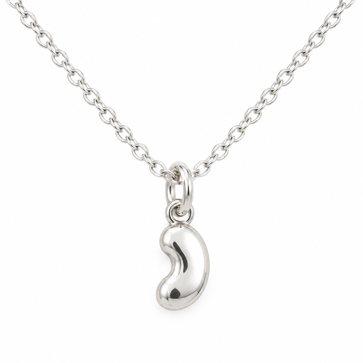 Tiny Sterling Silver Bean Necklace