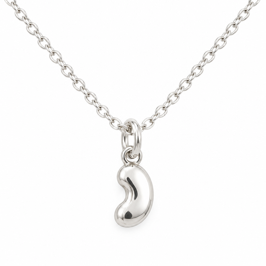 Tiny Sterling Silver Bean Necklace