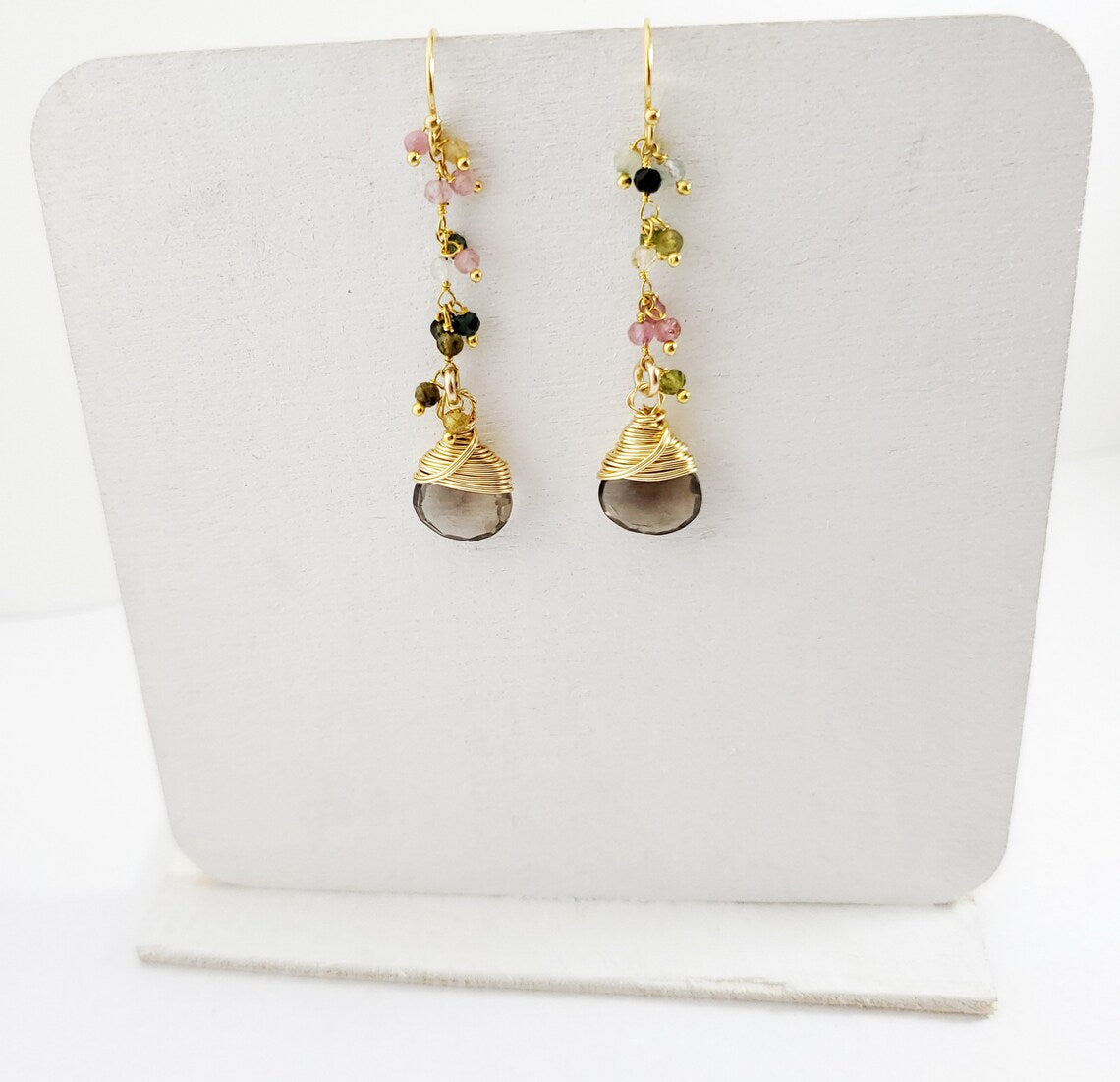 Smoky Quartz & Rainbow Tourmaline Earrings