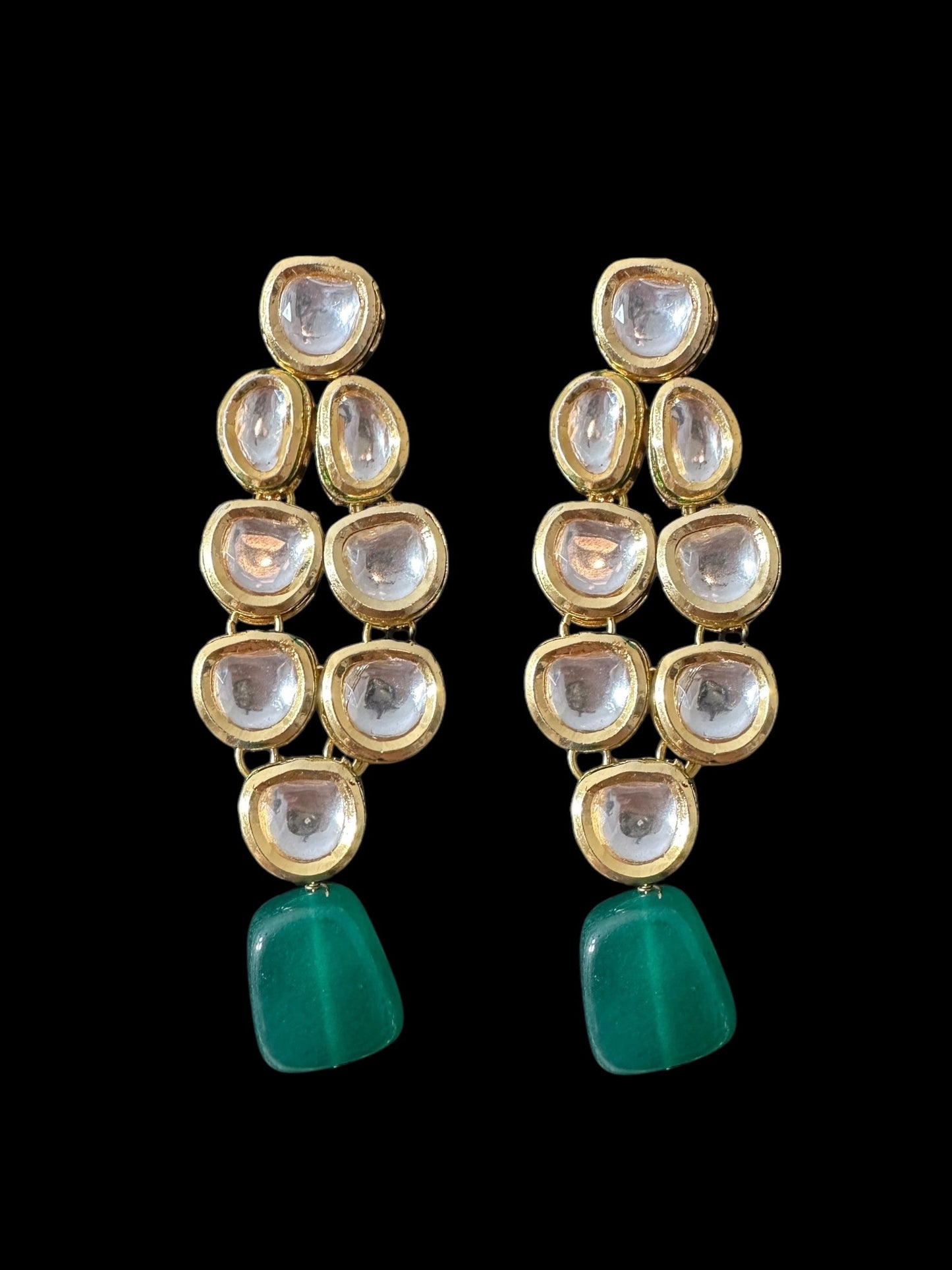 DNS199 Leila high quality ac kundan necklace with earrings in green ( READY TO SHIP  )