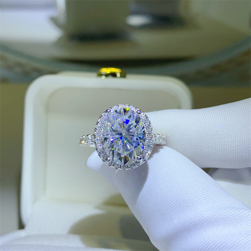 5 Carat Oval-Cut Sparkala™ Pure Sterling Silver Ring