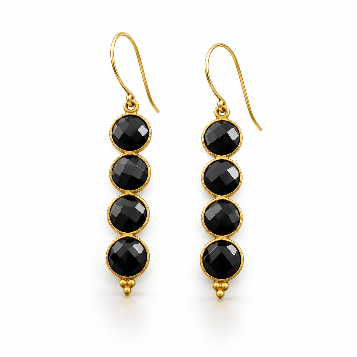 Black Onyx Gemstone Drop Earrings – 14K Gold Filled