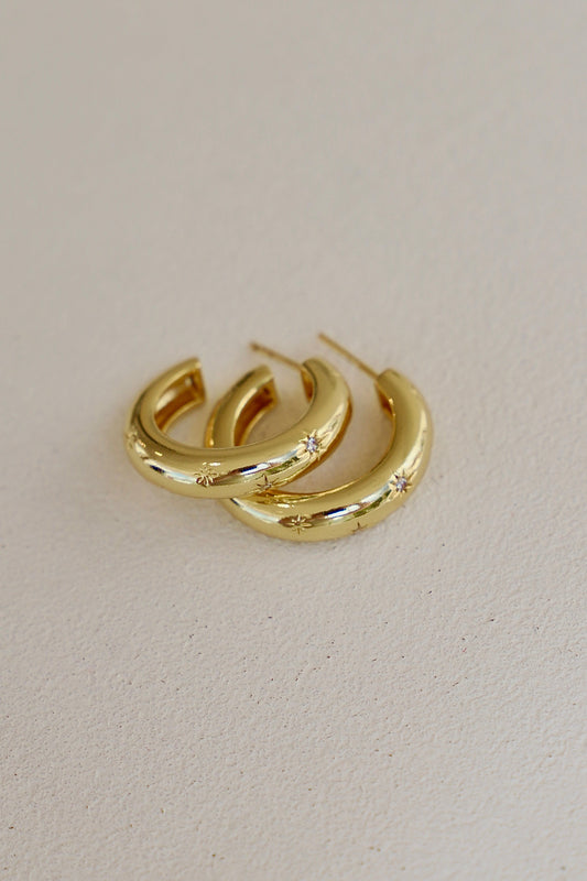 MEREDITH CZ STAR THICK HOOP