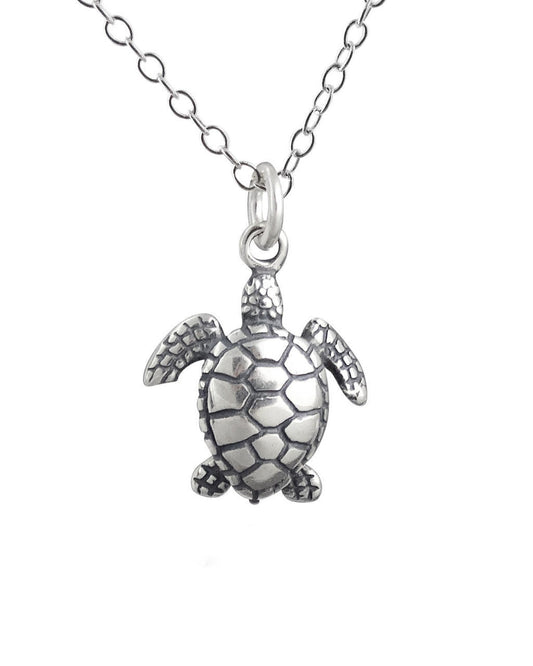 Sterling Silver Sea Turtle Necklace – Beachy Handmade Gift