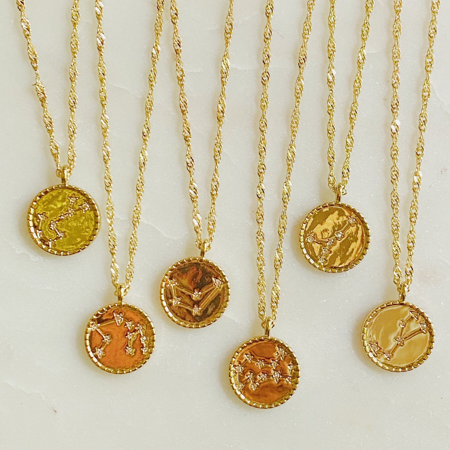 Astronomical Glam Zodiac Constellation Medallion Necklace