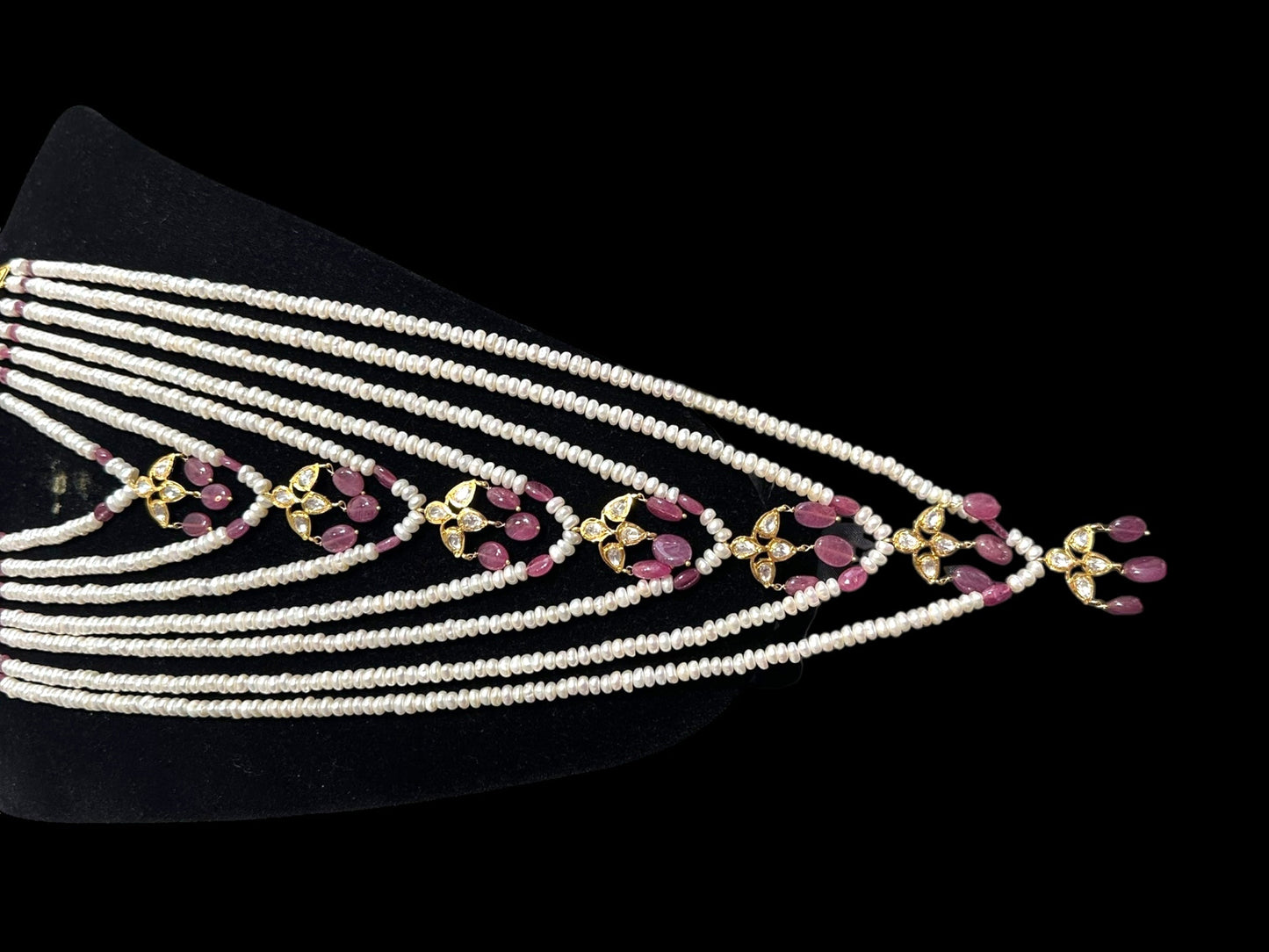 BR310 Bridal jadavi lacha , satlada  in moissanite and emeralds ( SHIPS IN 5 WEEKS )