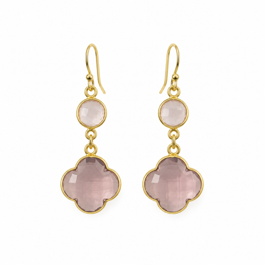 Rose Quartz & Morganite Drop Earrings – 14k Gold Fill
