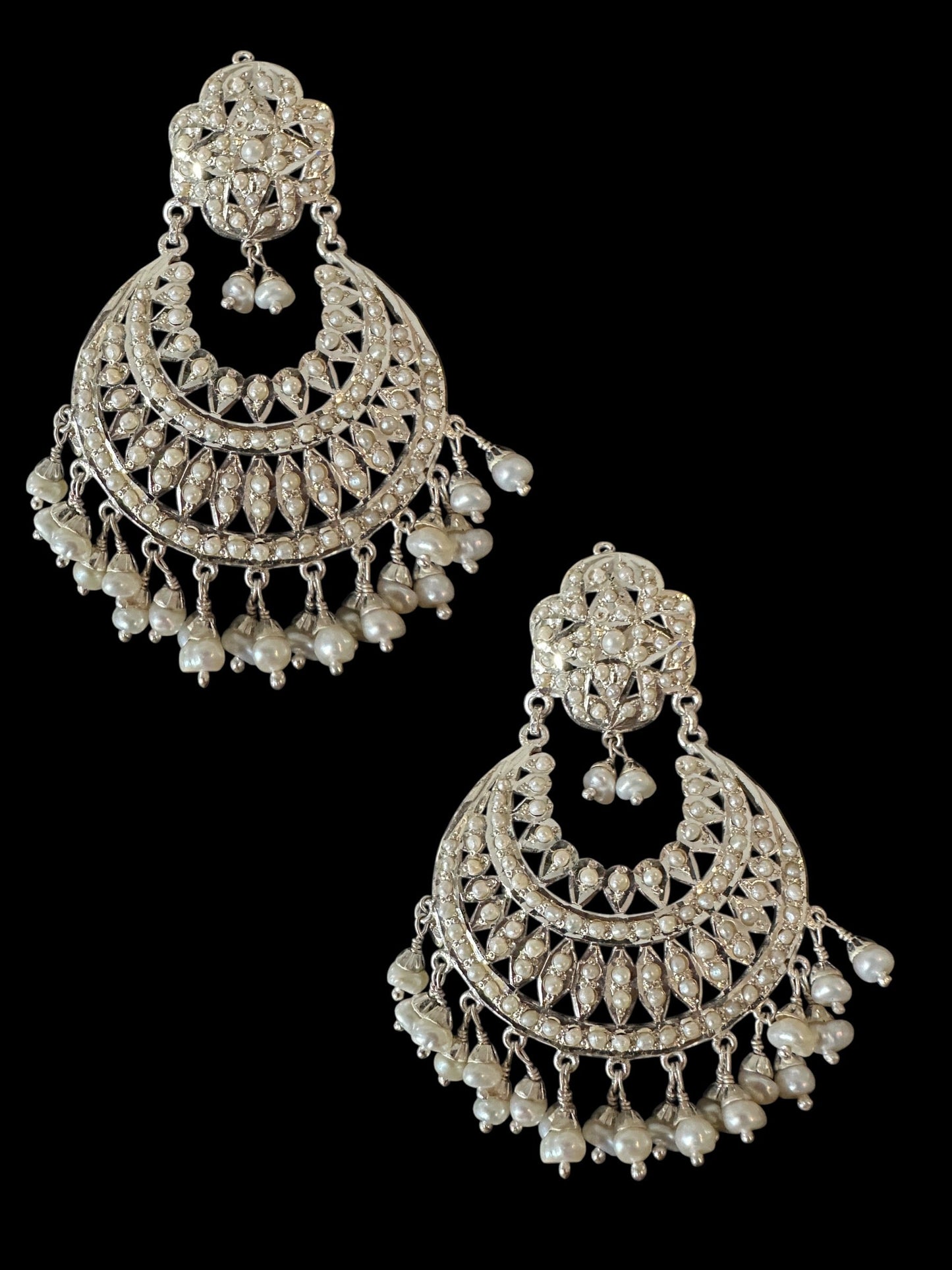 92.5 silver statement earrings in fresh water pearls ( SHIPS IN 5 WEEKS )
