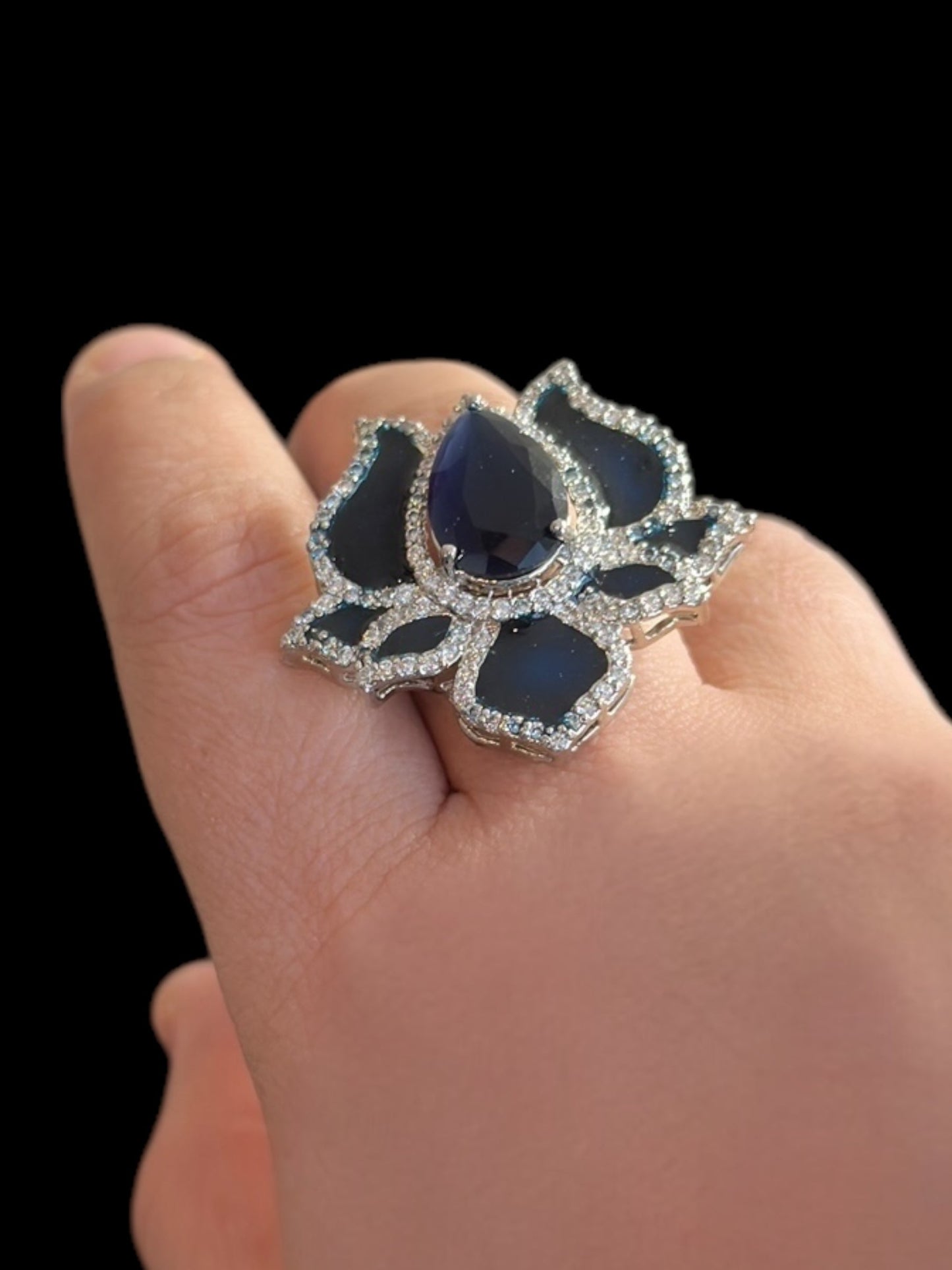 DJR143 LOTUS ring - blue ( READY TO SHIP )