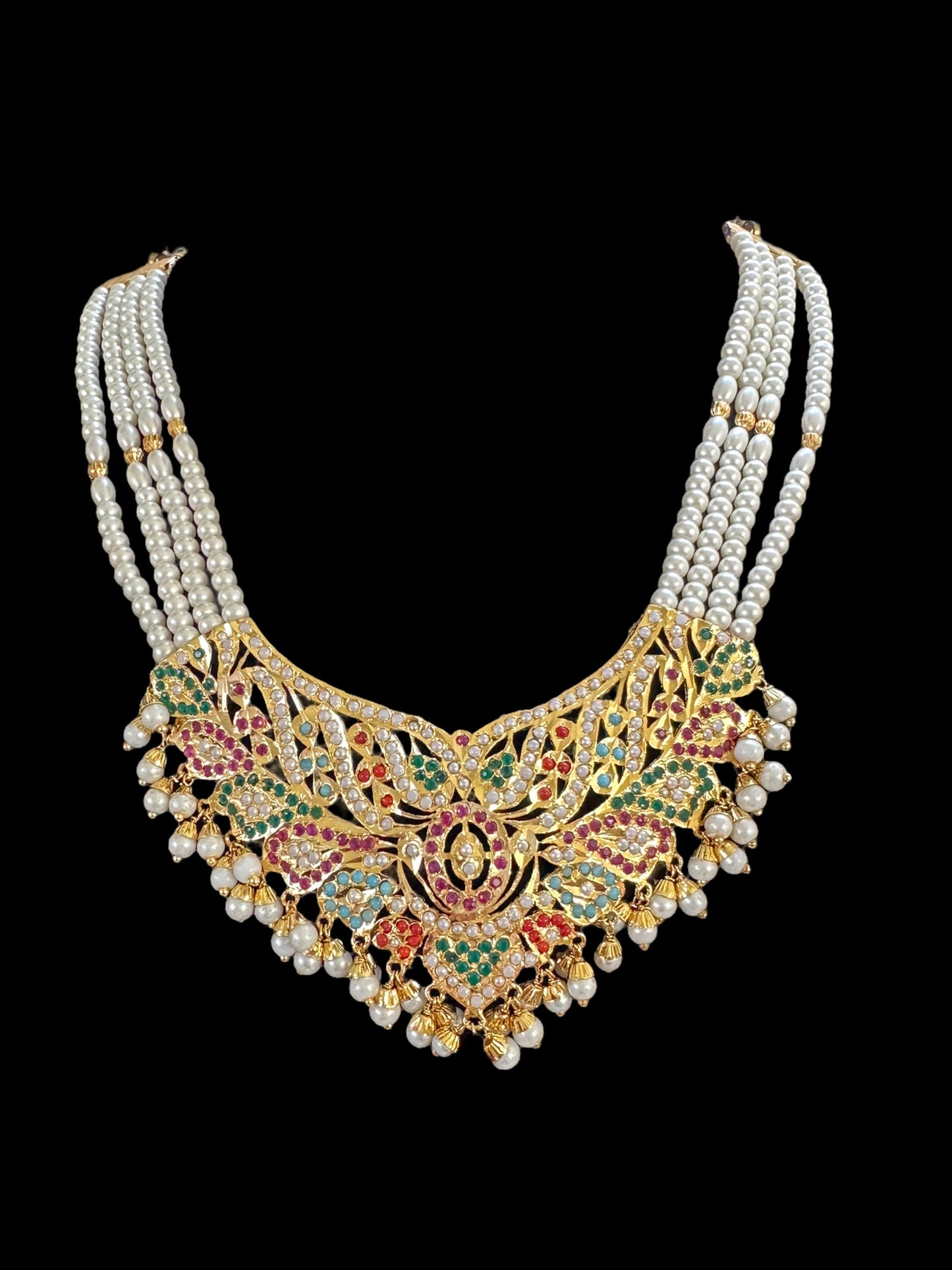 DNS46 Rana Navratan  necklace  earrings tika  (READY TO SHIP)