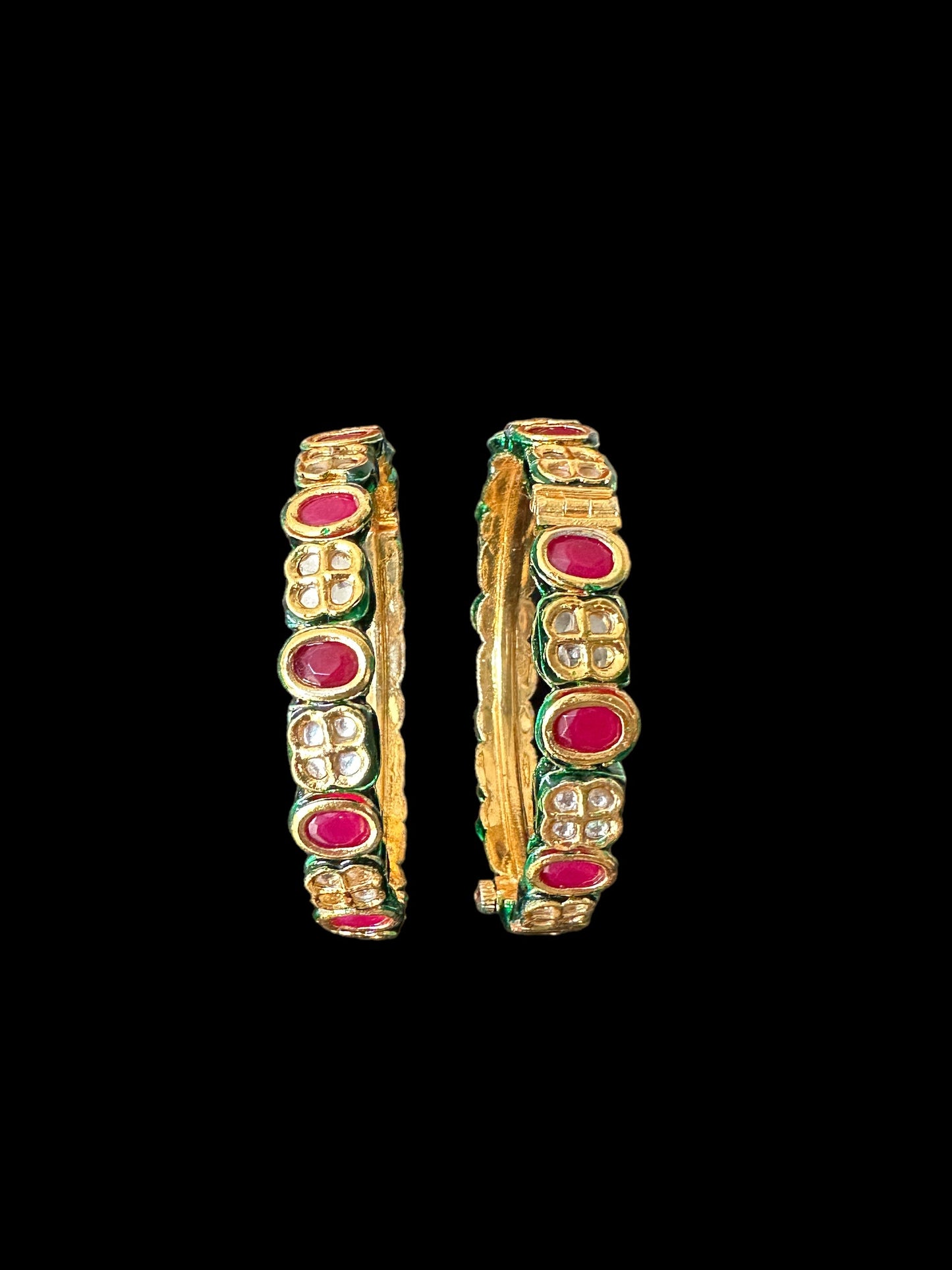B180 Amelia kundan bangles in ruby  ( READY TO SHIP ) 2.2/2.4/2.6