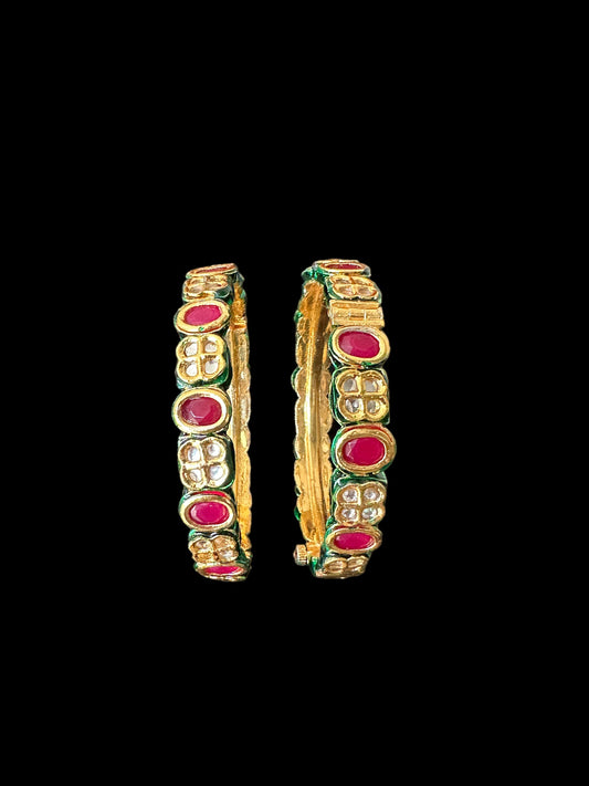 B180 Amelia kundan bangles in ruby  ( READY TO SHIP ) 2.2/2.4/2.6
