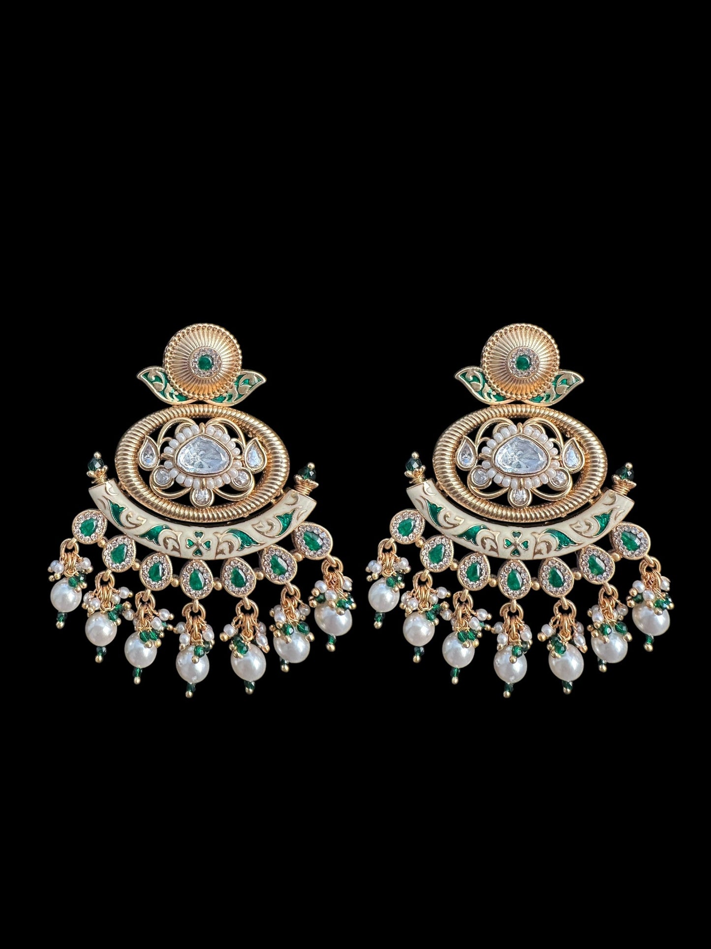 DLN84 Polki and meenakari set - Green ( READY TO SHIP )