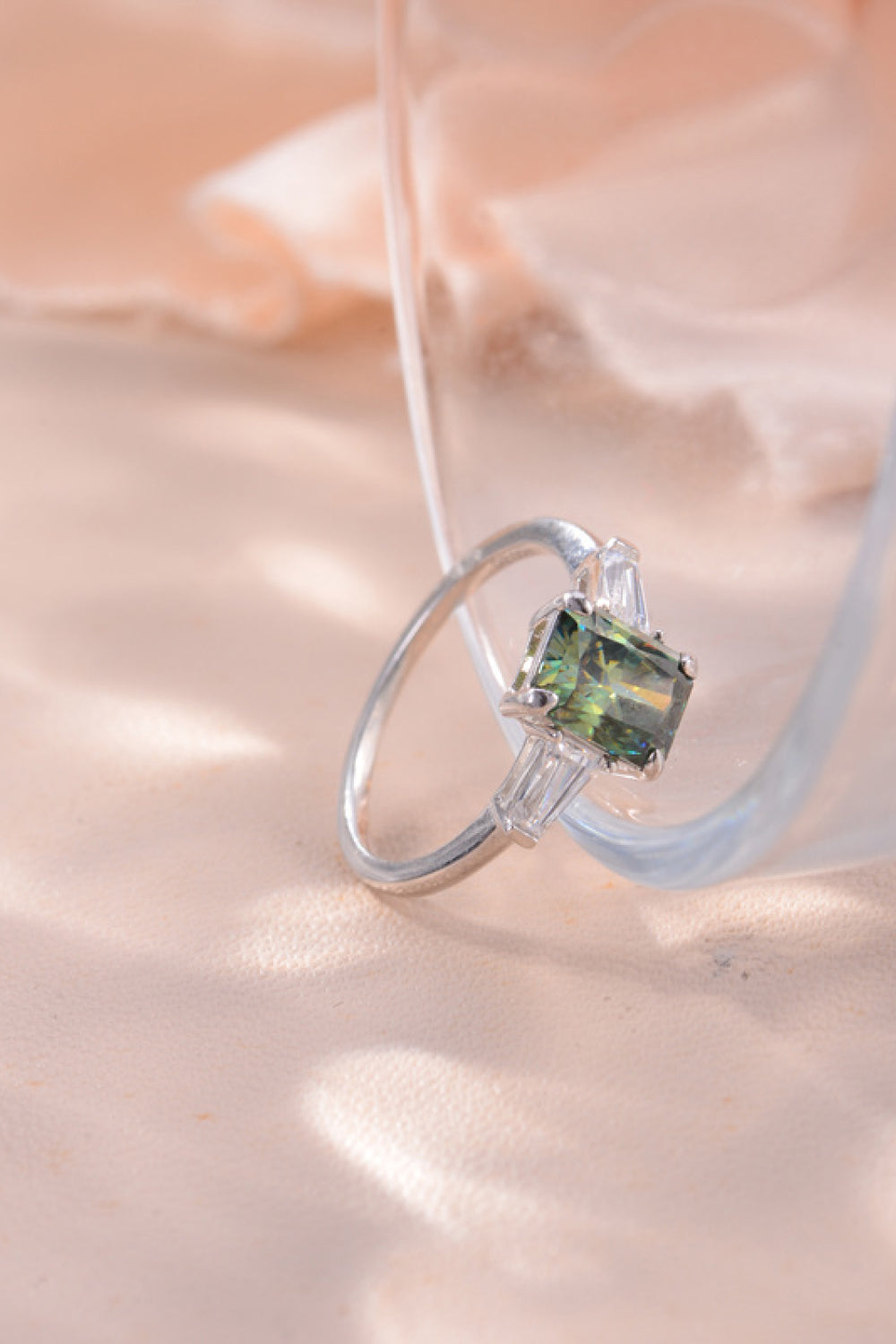 2 Carat Green Radiant-Cut Sparkala™ Platinum Over Pure Sterling Silver Ring