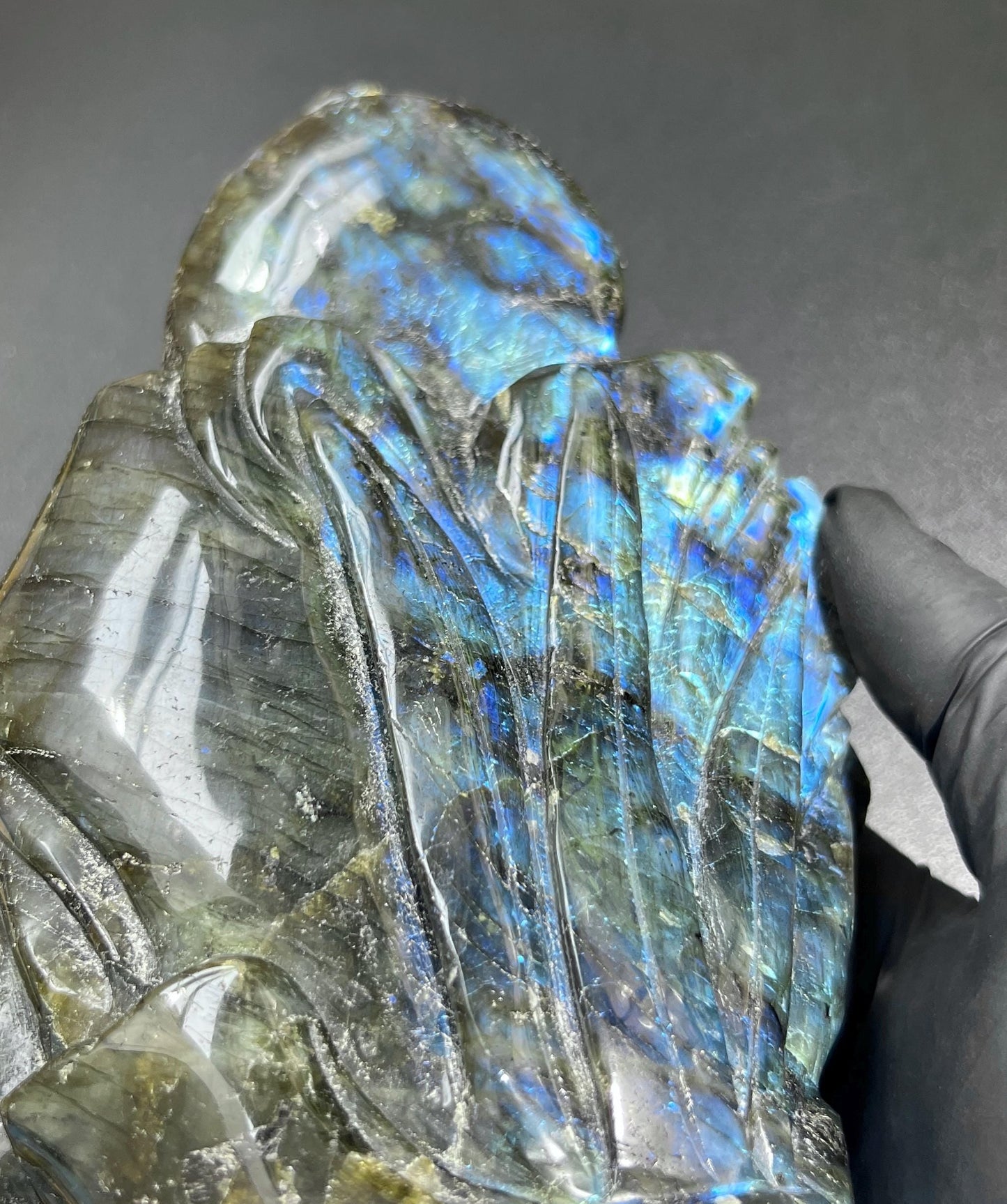 Large Peacock Flashy Labradorite Crystal Carving